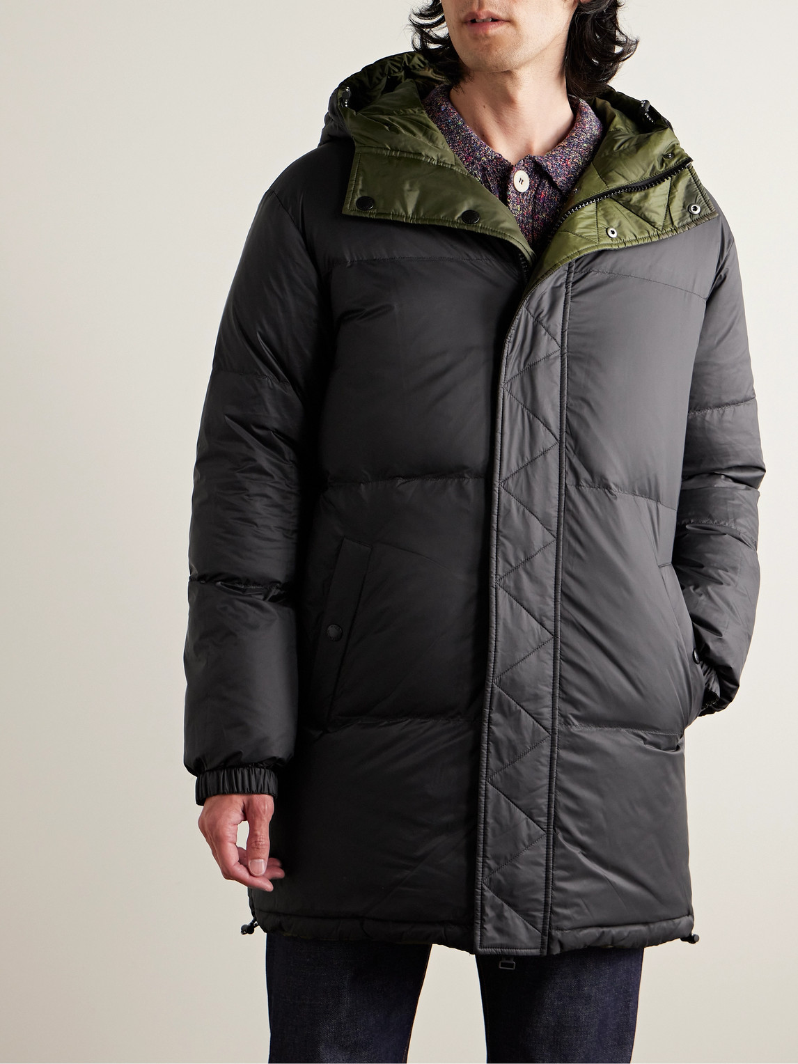 Shop Yves Salomon Reversible Quilted Shell Hooded Down Jacket In Green