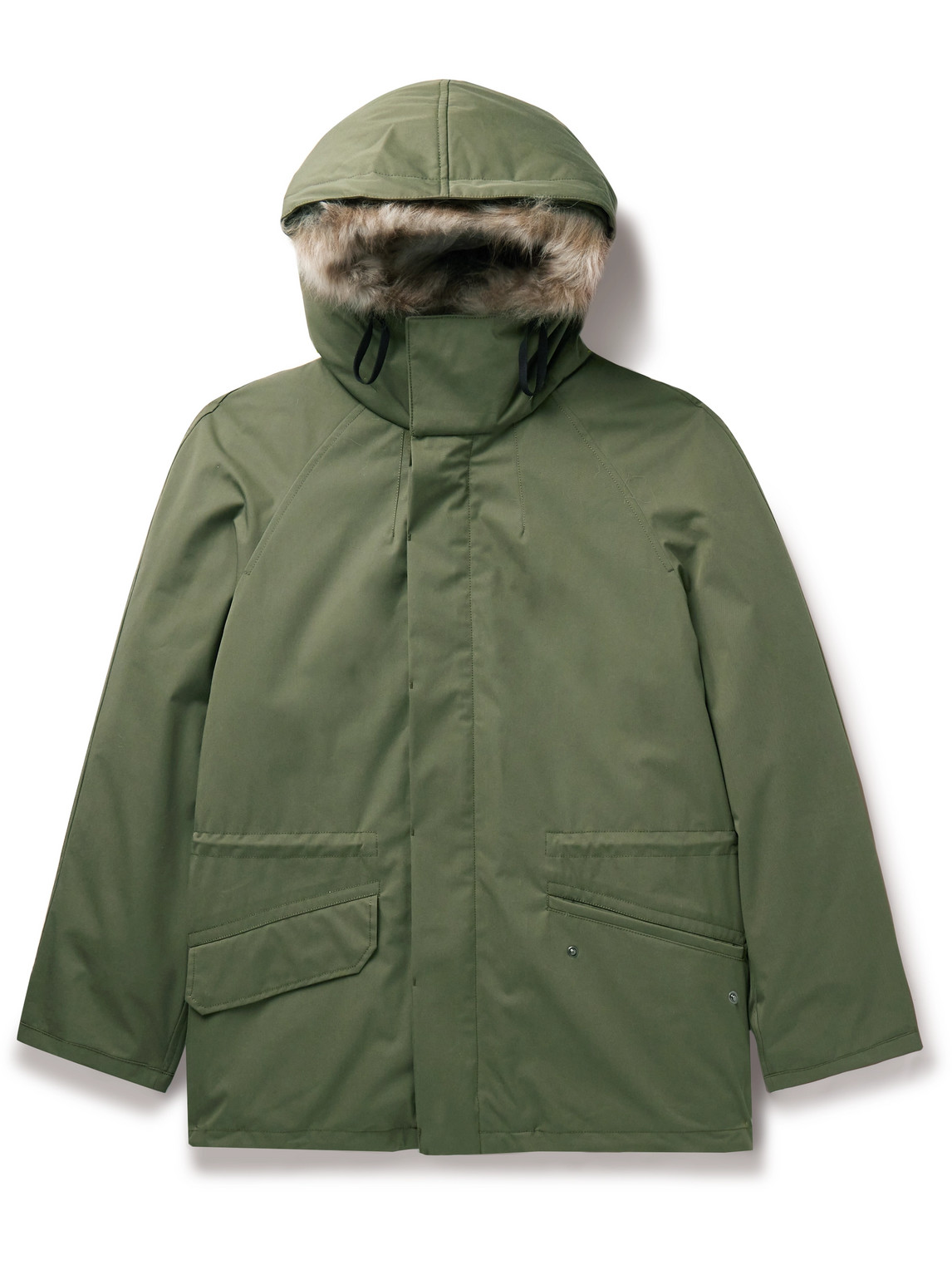 Yves Salomon Iconic Shearling-trimmed Padded Cotton-blend Hooded Jacket In Green