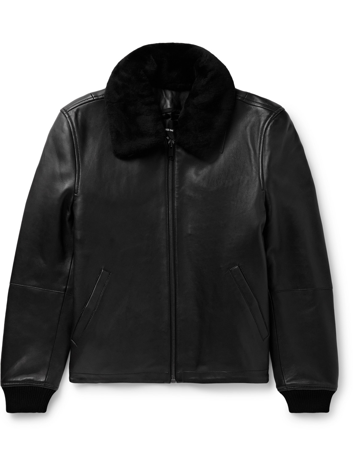 Yves Salomon Shearling-collar Leather Jacket In Black