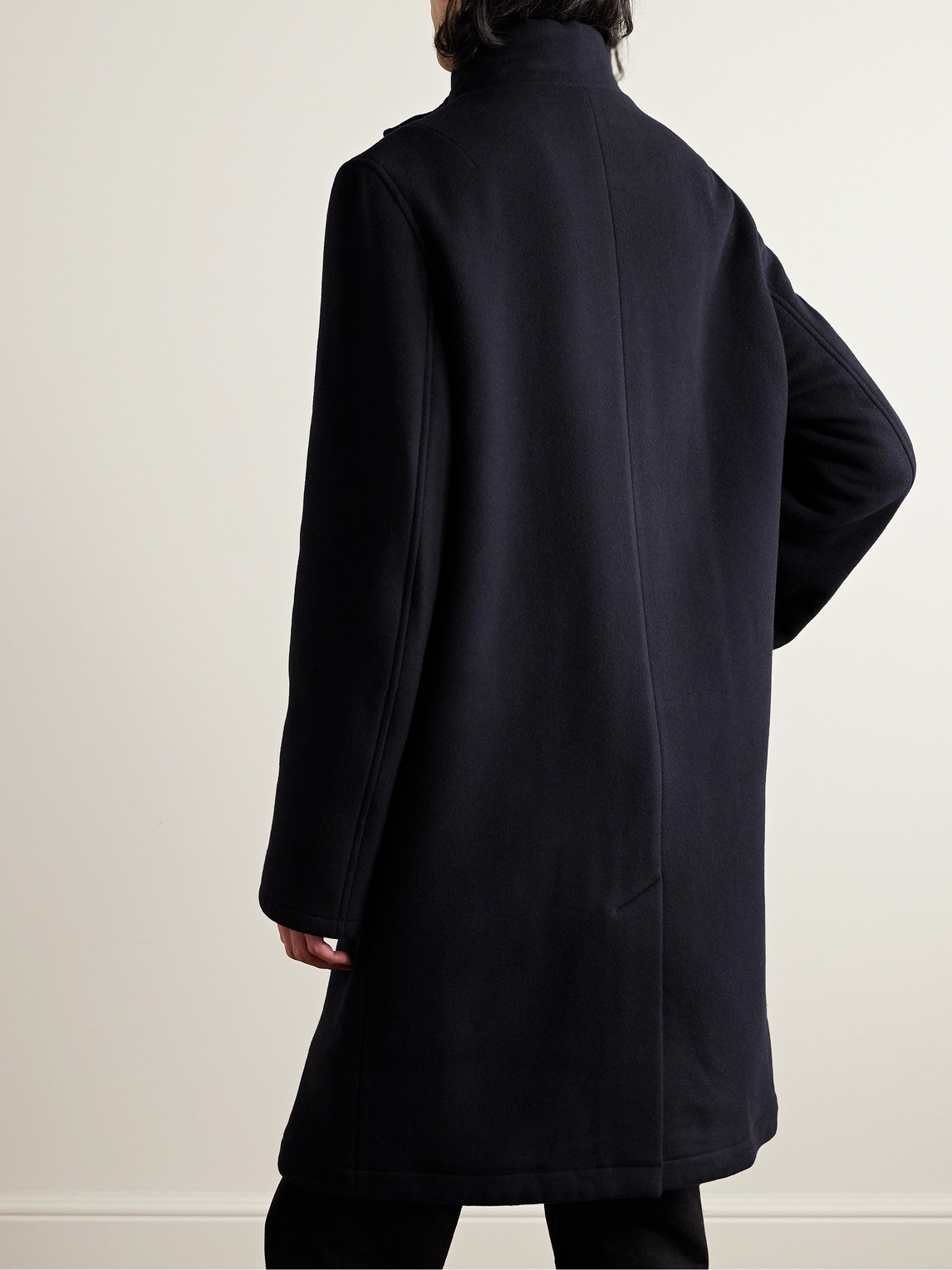 Shop Yves Salomon Virgin Wool-felt Coat With Detachable Shearling Liner In Blue