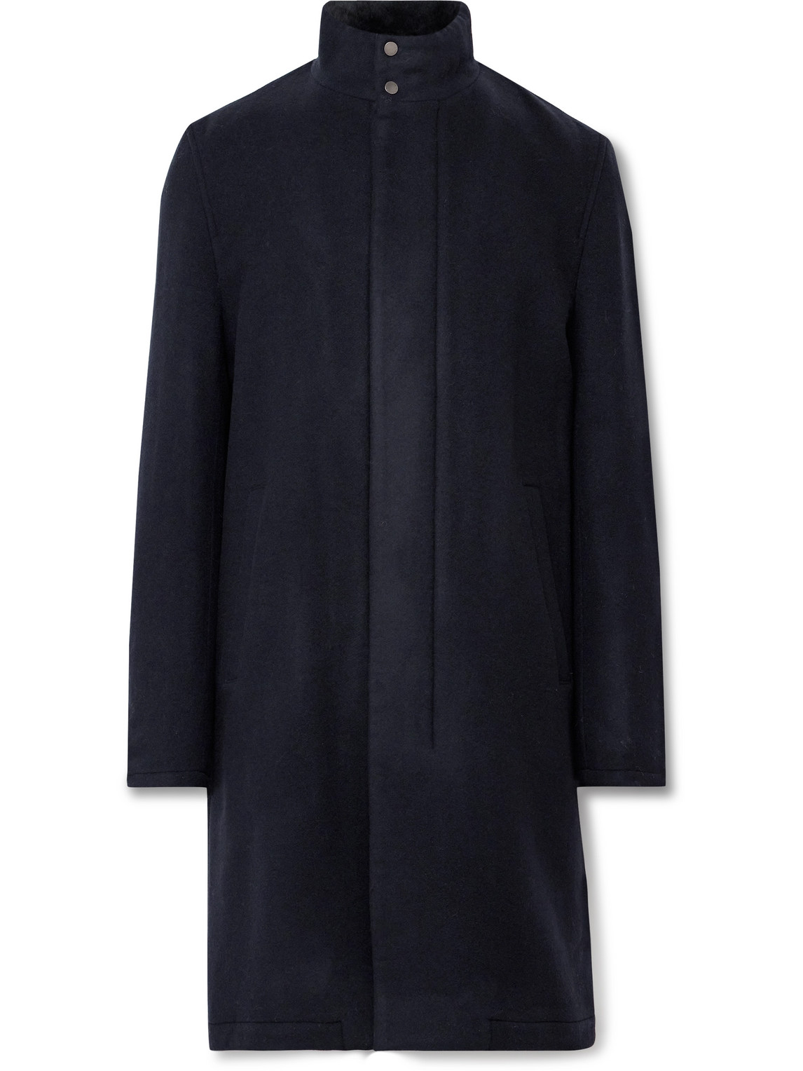 Virgin Wool-Felt Coat with Detachable Shearling Liner