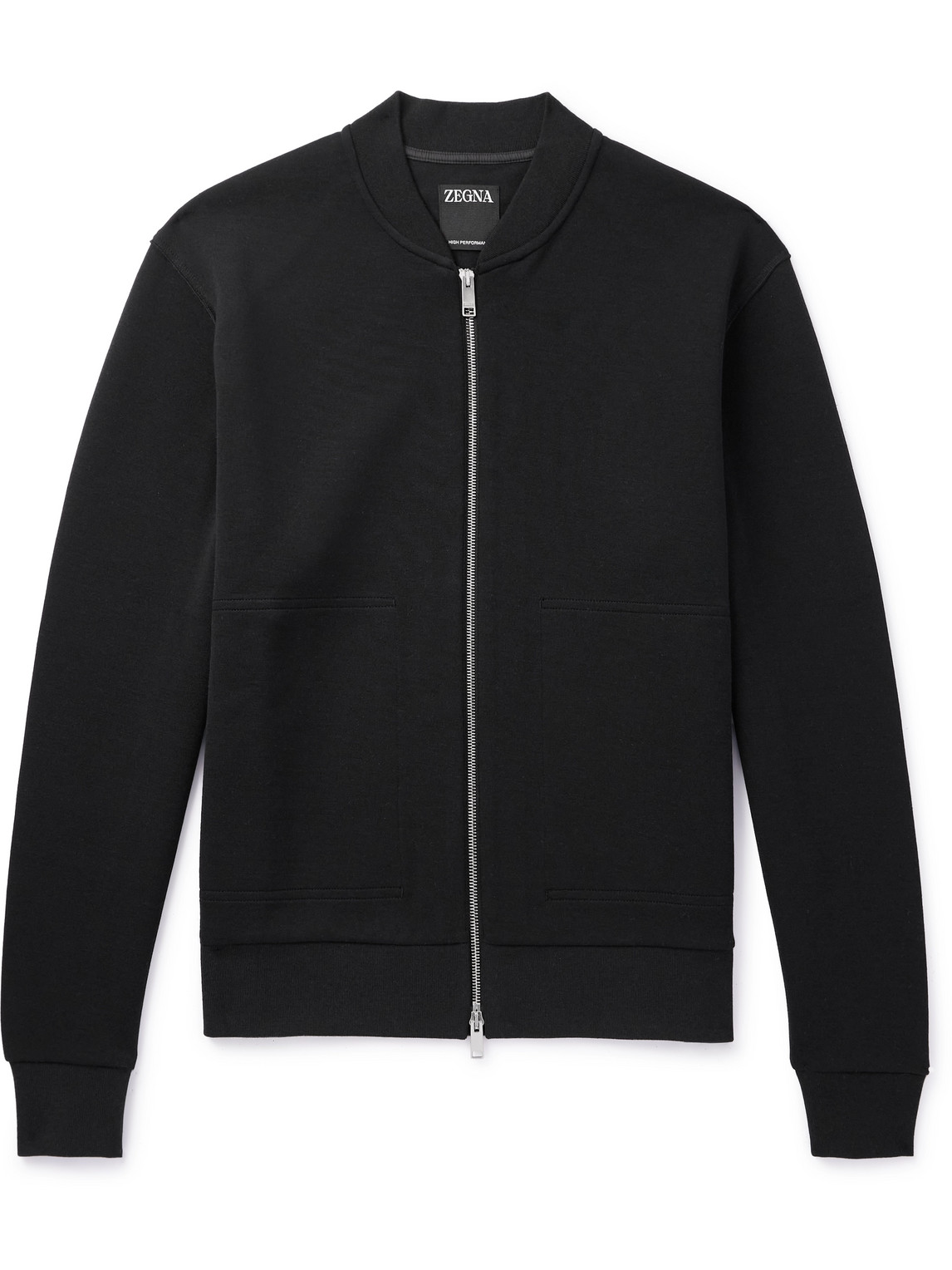 Zegna High Performance Jersey Bomber Jacket In Black