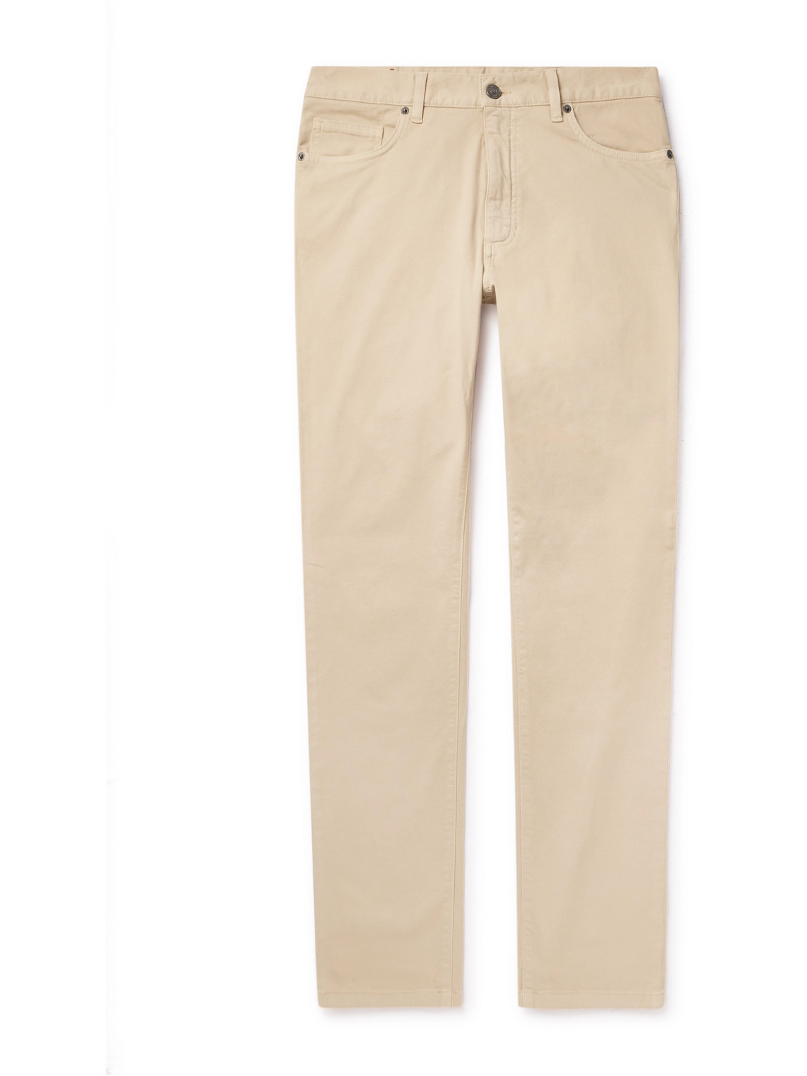 Zegna Slim-fit Straight-leg Stretch-cotton Trousers In Neutrals