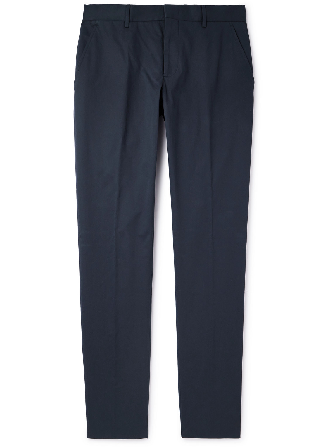 Zegna Straight-leg Stretch-cotton Twill Trousers In Blue