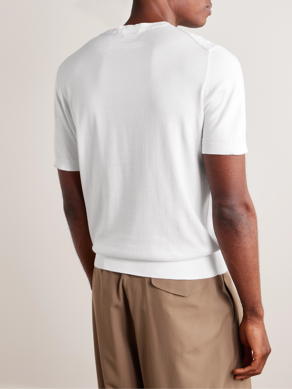 Zegna Slim-fit Logo-embroidered Cotton-jersey T-shirt In White