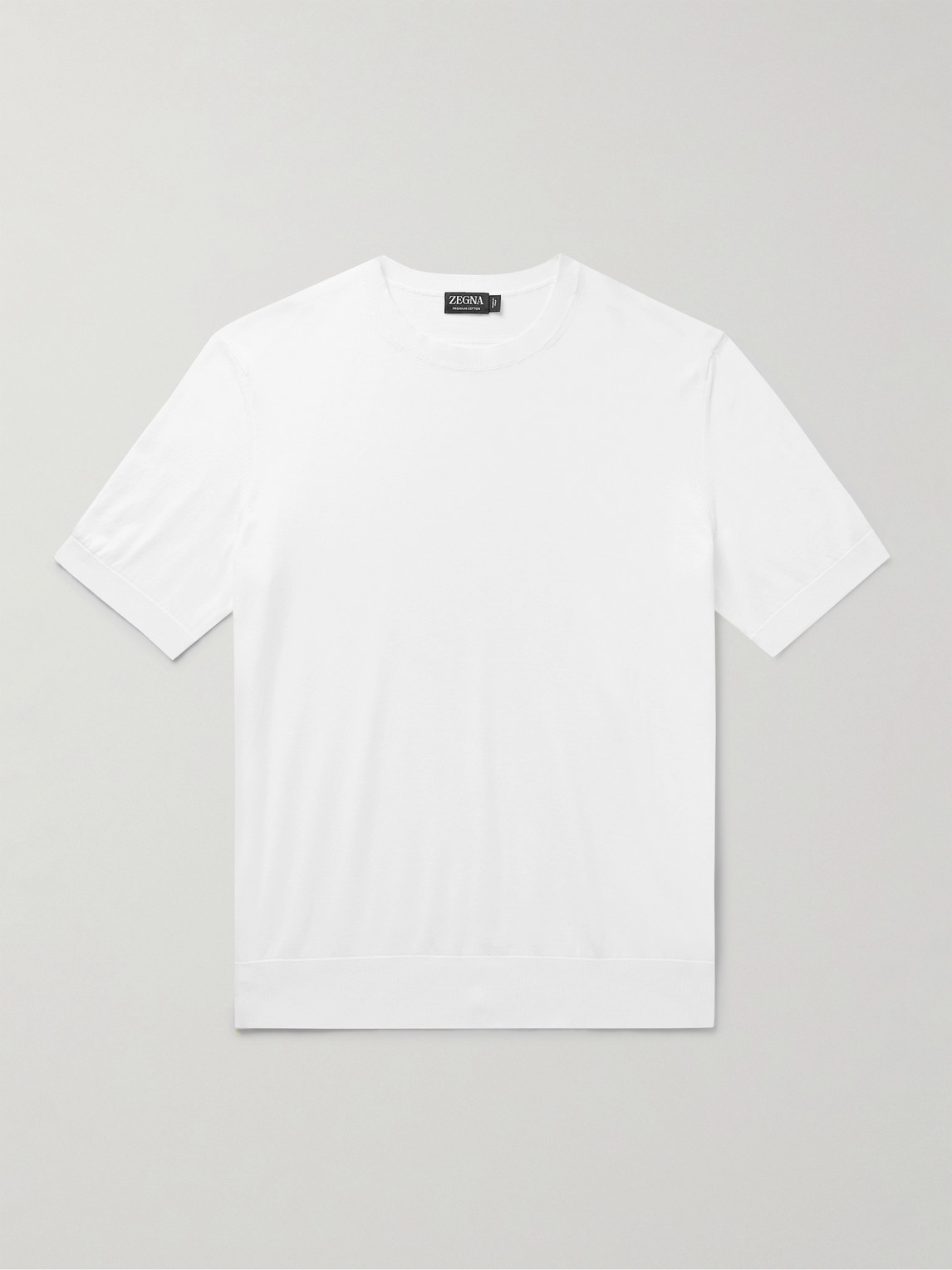 Zegna Slim-fit Logo-embroidered Cotton-jersey T-shirt In White