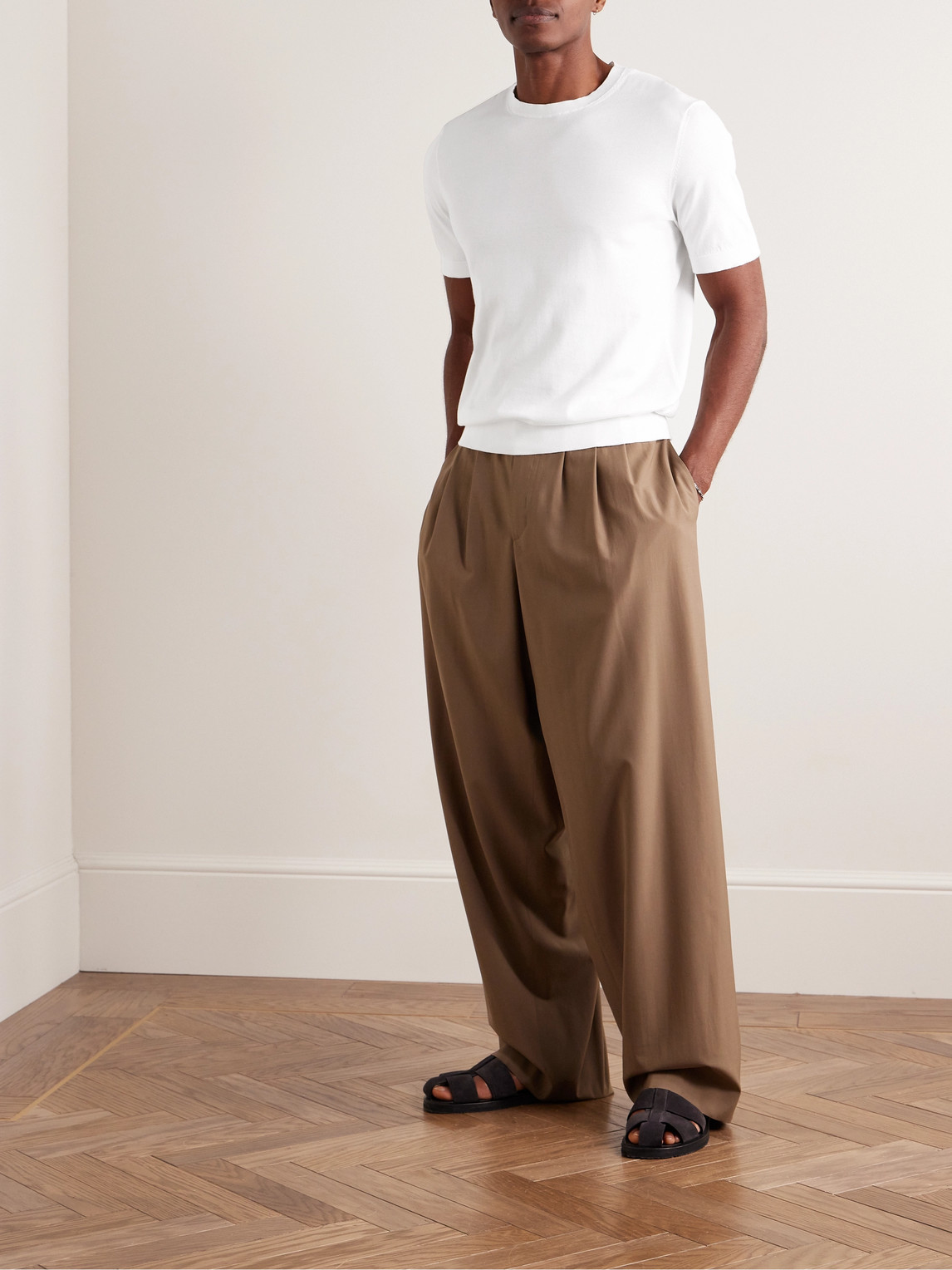 Zegna Slim-fit Logo-embroidered Cotton-jersey T-shirt In White