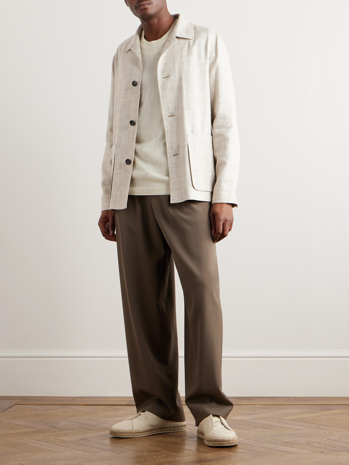Zegna Bouclé-twill Chore Jacket In Neutrals