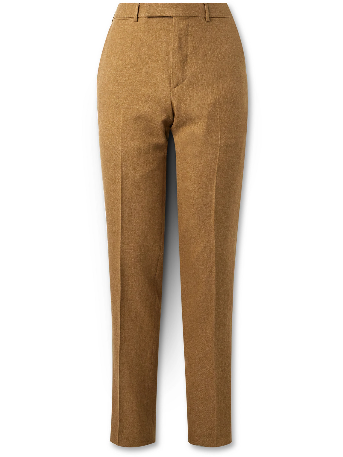 Zegna Straight-leg Linen And Wool-blend Twill Suit Trousers In Brown