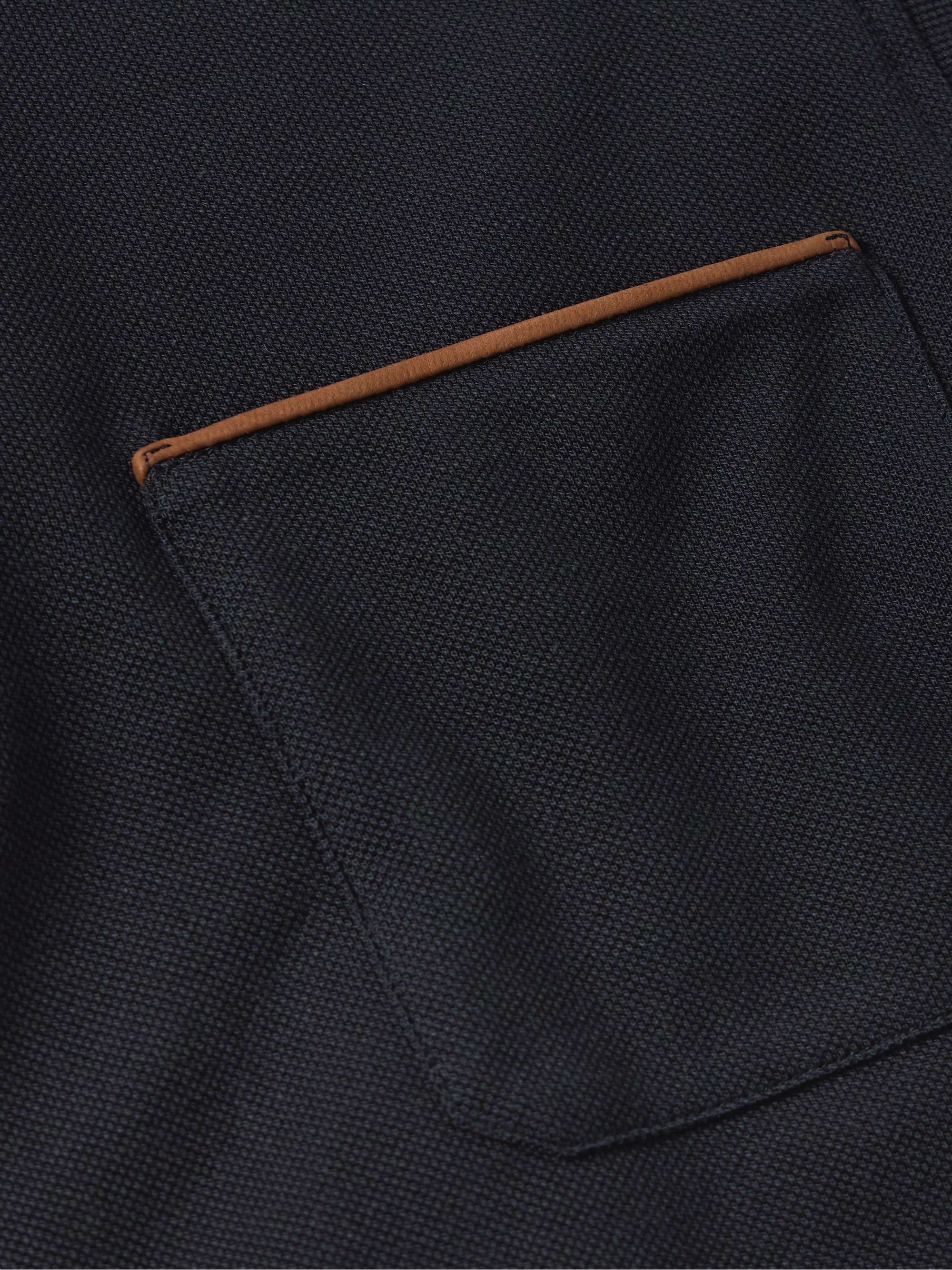 ZEGNA Leather-Trimmed Cotton-Piqué Polo Shirt for Men | MR PORTER