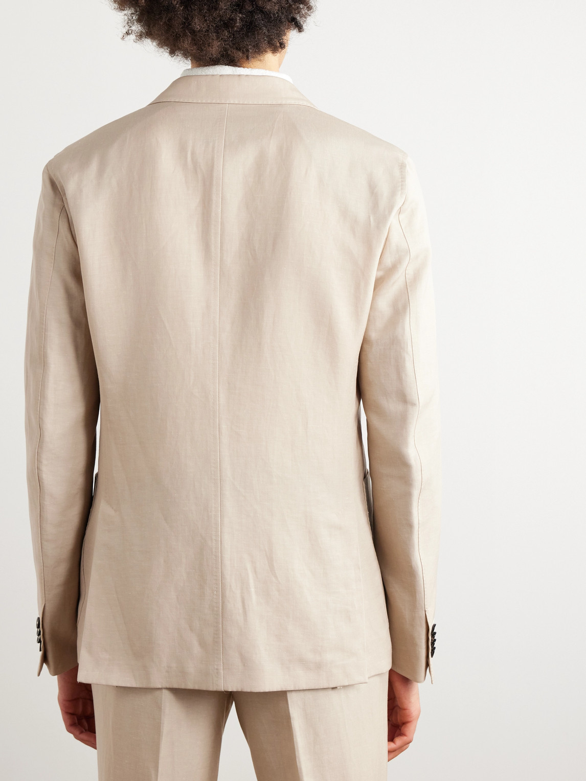 Zegna Wool And Linen-blend Suit Jacket In Neutral