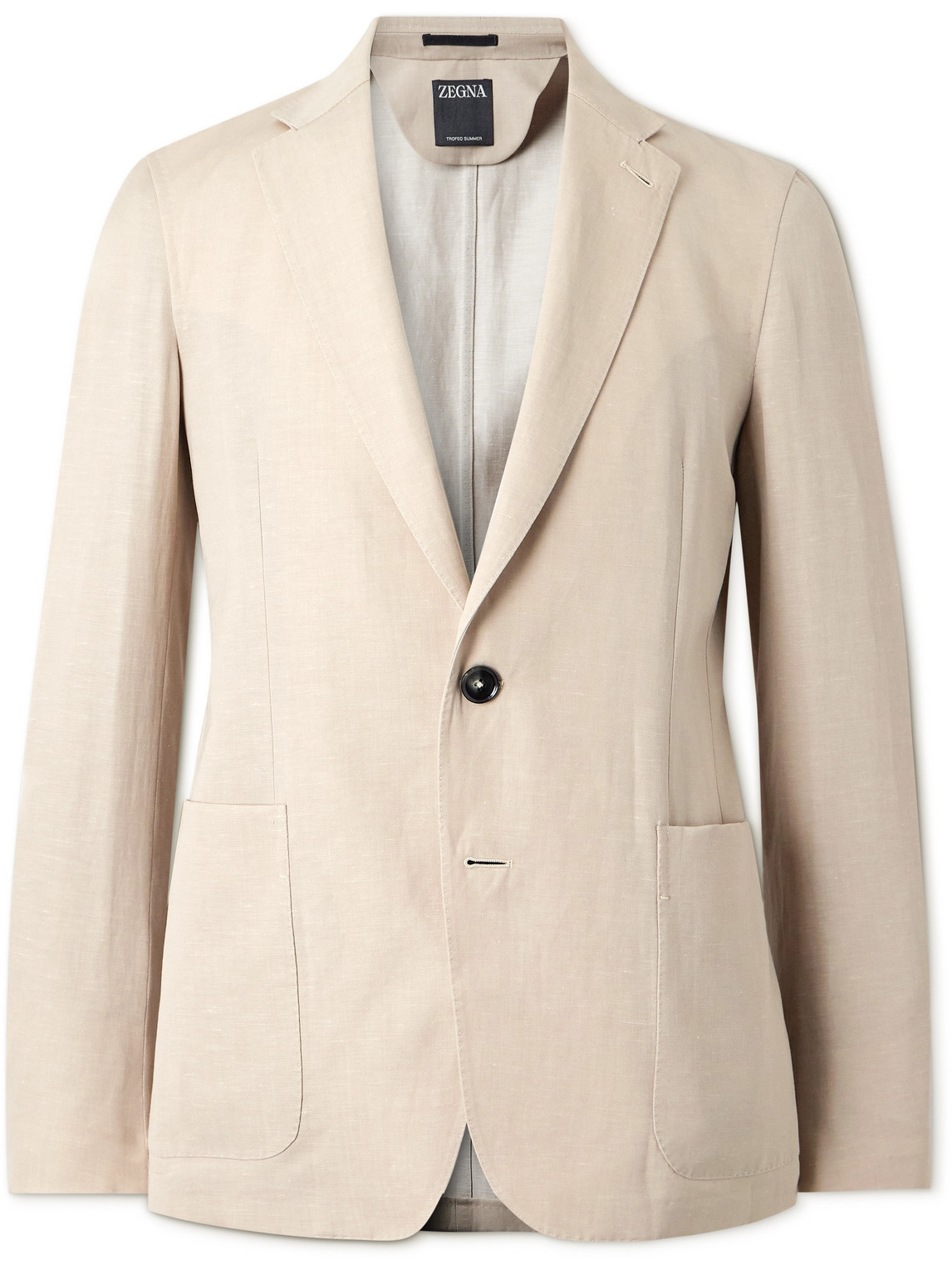 Zegna Wool And Linen-blend Suit Jacket In Neutral