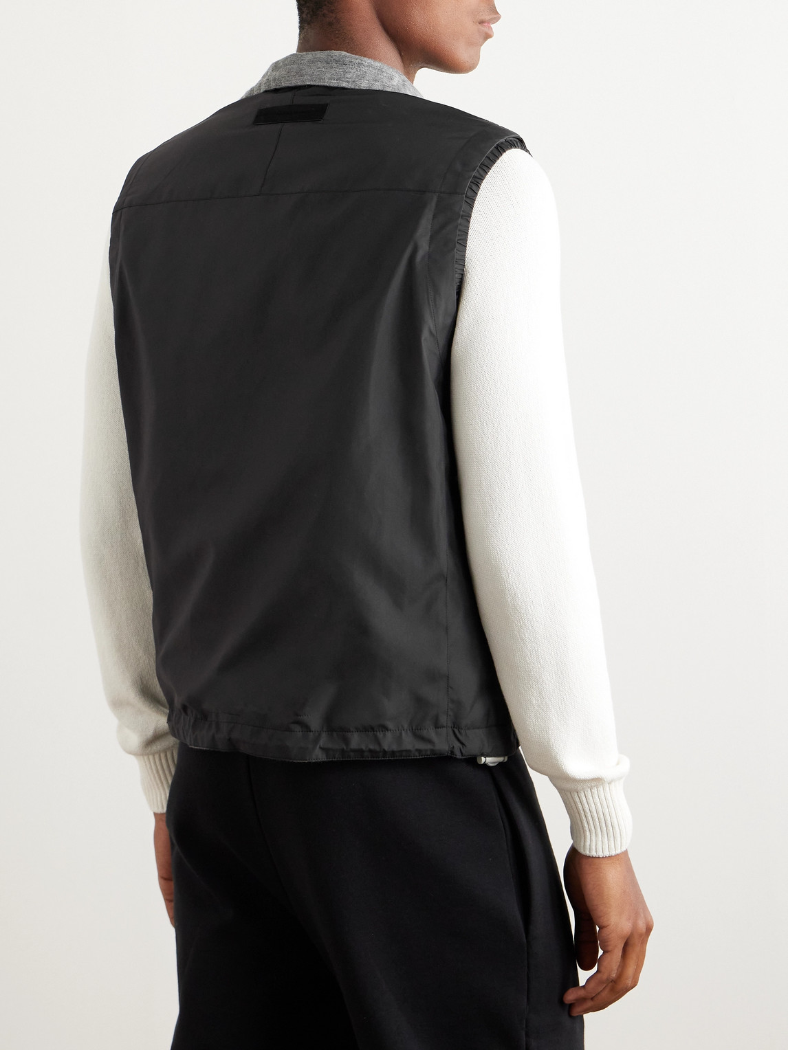 Shop Zegna Reversible Micofibre And Cashmere, Cotton And Silk-blend Twill Gilet In Black