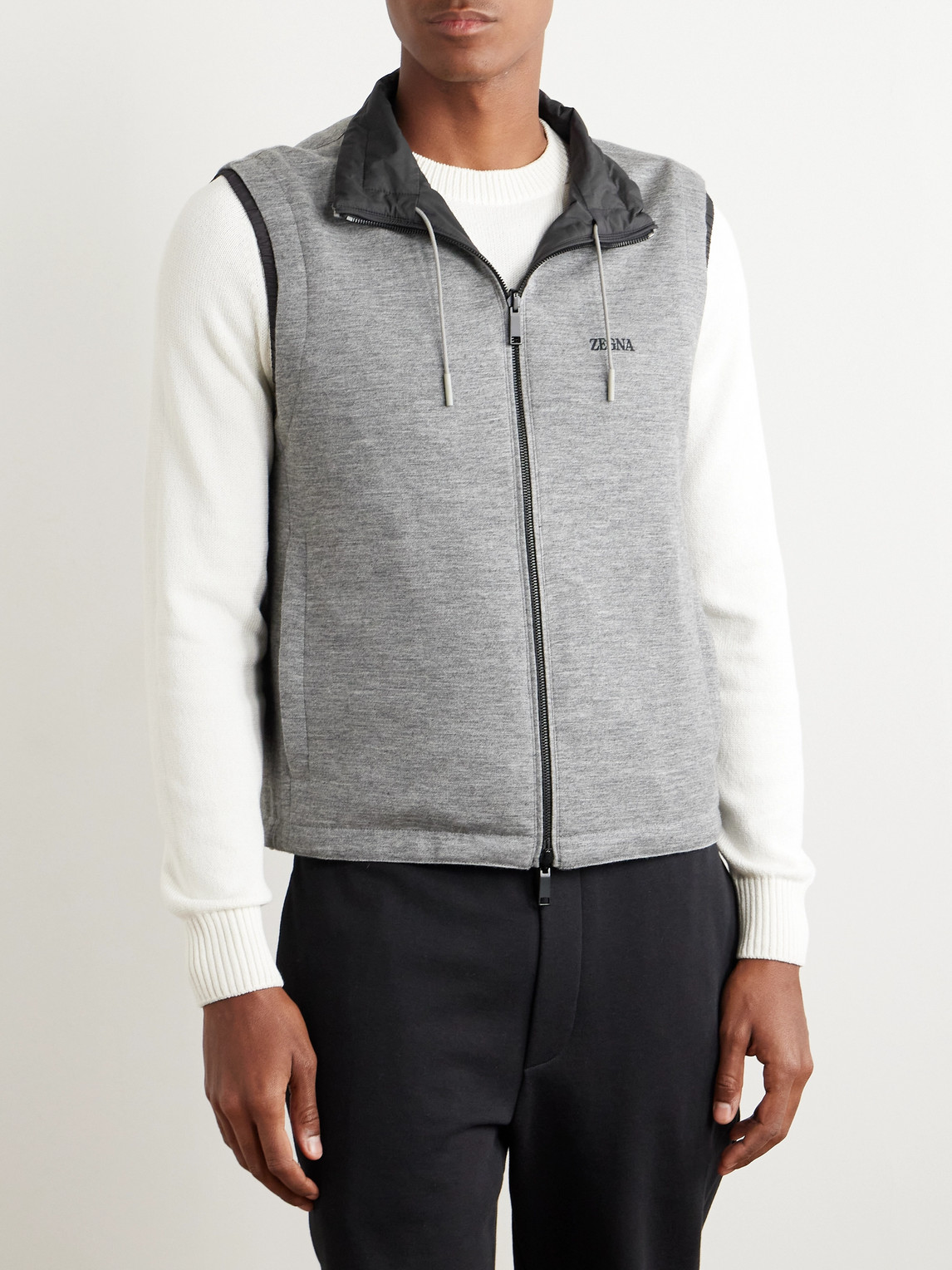 Shop Zegna Reversible Micofibre And Cashmere, Cotton And Silk-blend Twill Gilet In Black