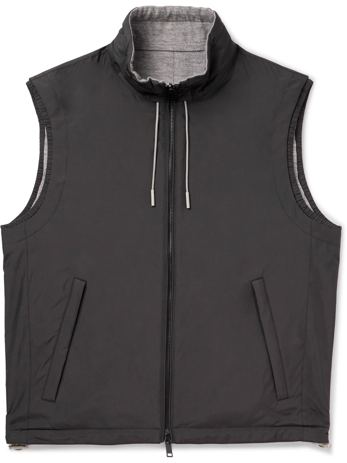 Zegna Nylon Reversible Vest In Black