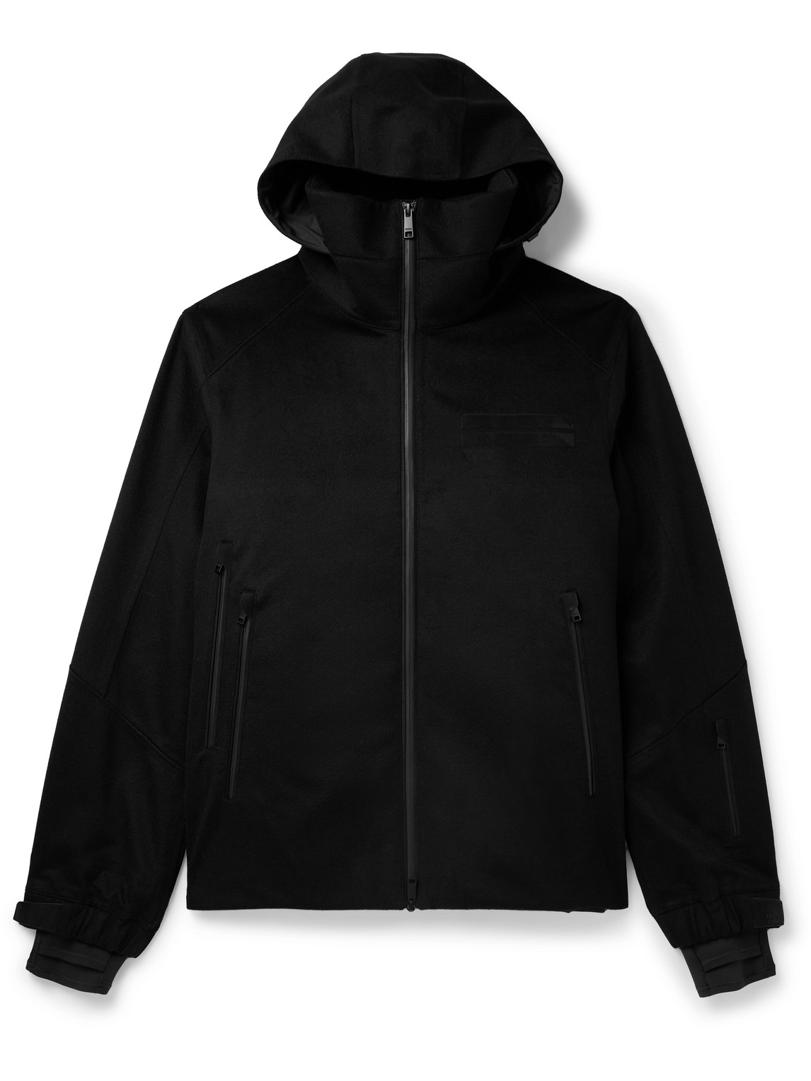 Zegna Convertible Leather-trimmed Cashmere Down Hooded Ski Jacket In Black
