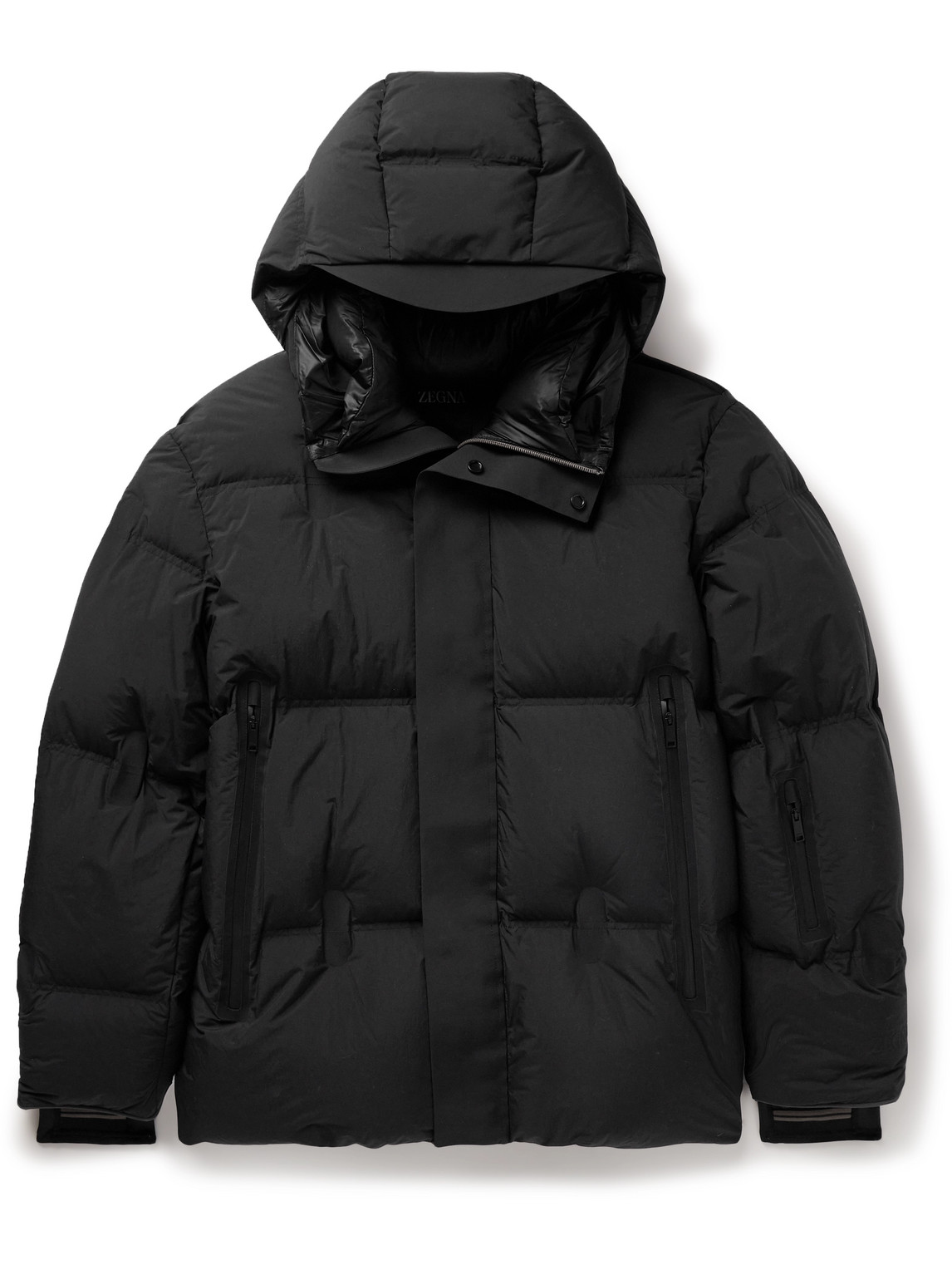 Quilted Shell Hooded Down Ski Jacket