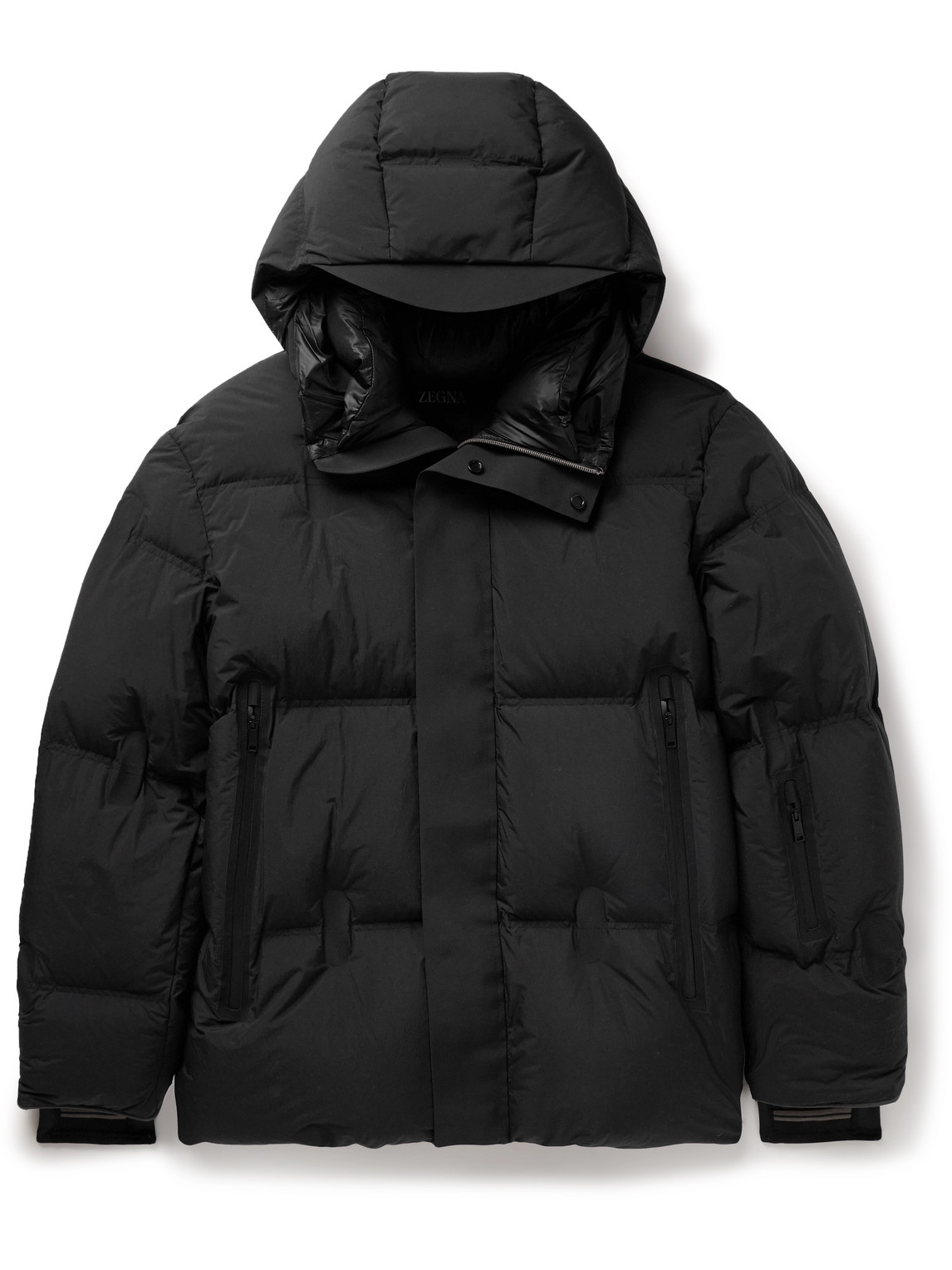 Zegna Quilted Shell Hooded Down Ski Jacket In Black