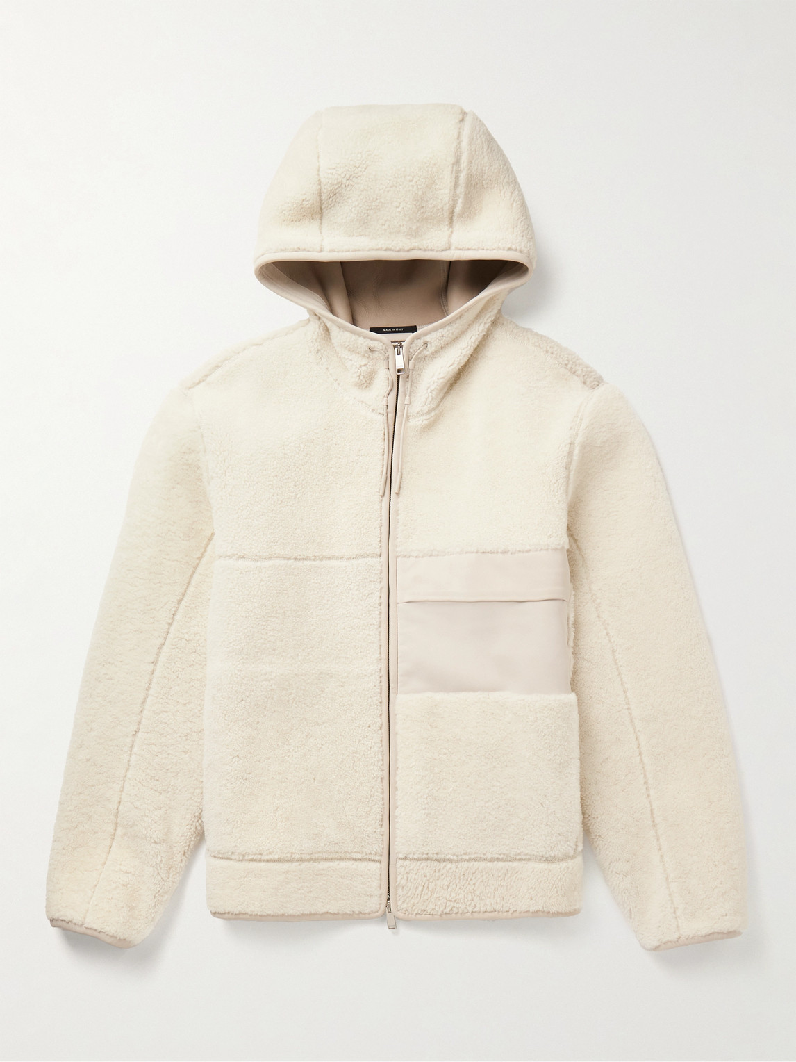 Zegna Leather-Trimmed Shearling Hooded Jacket - Men