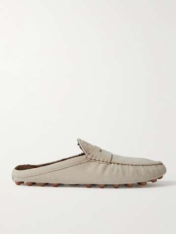 TOD'S Gommino Shearling-Lined Full-Grain Nubuck Driving Slippers for Men |  MR PORTER