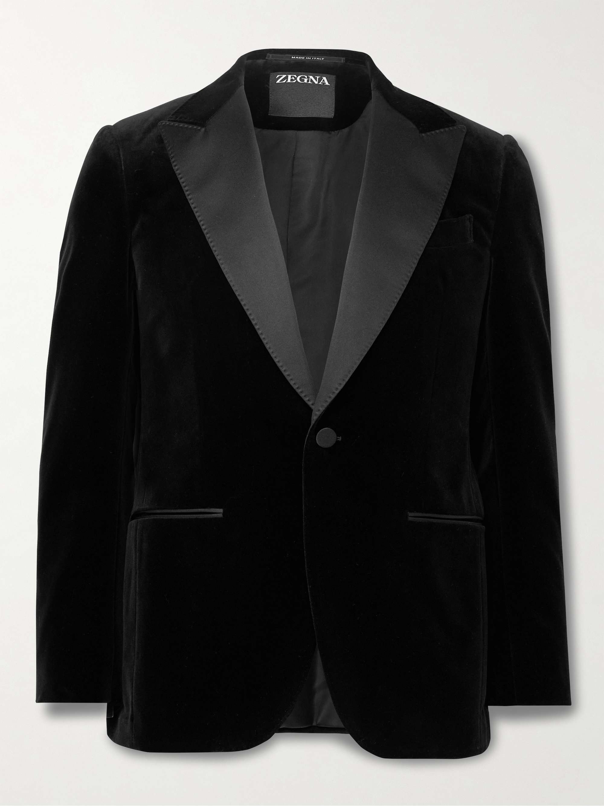 ZEGNA Slim-Fit Satin-Trimmed Cotton-Velvet Tuxedo Jacket for Men | MR ...