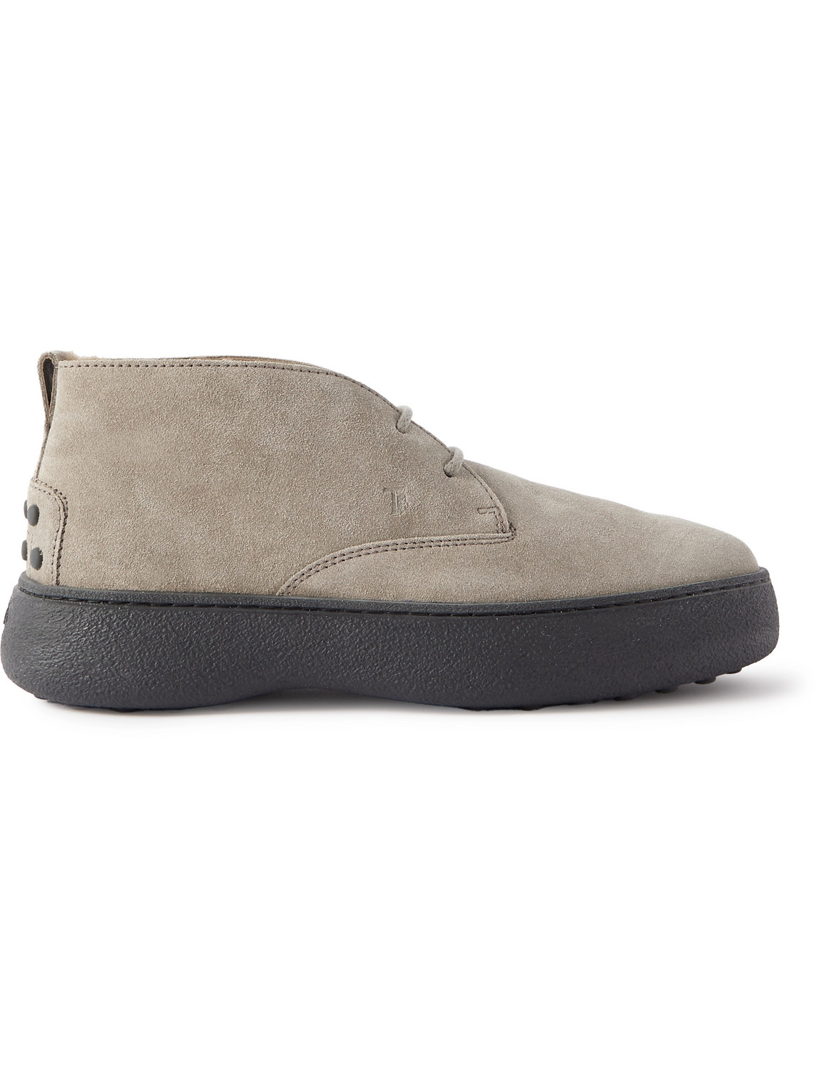 Tod's Shearling-lined Suede Chukka Boots In Grey