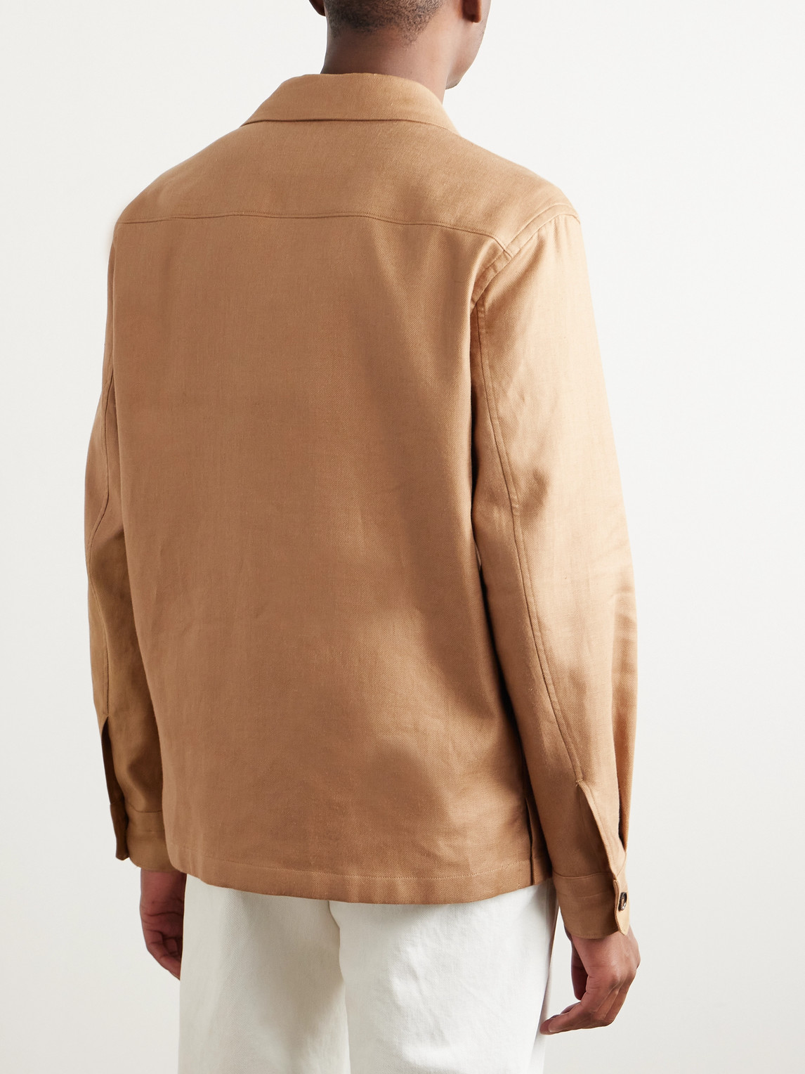 Shop Zegna Linen-canvas Overshirt In Neutrals