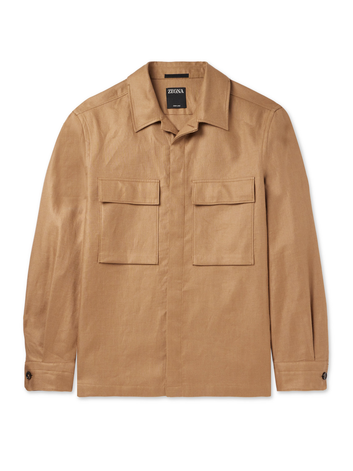 Shop Zegna Linen-canvas Overshirt In Neutrals