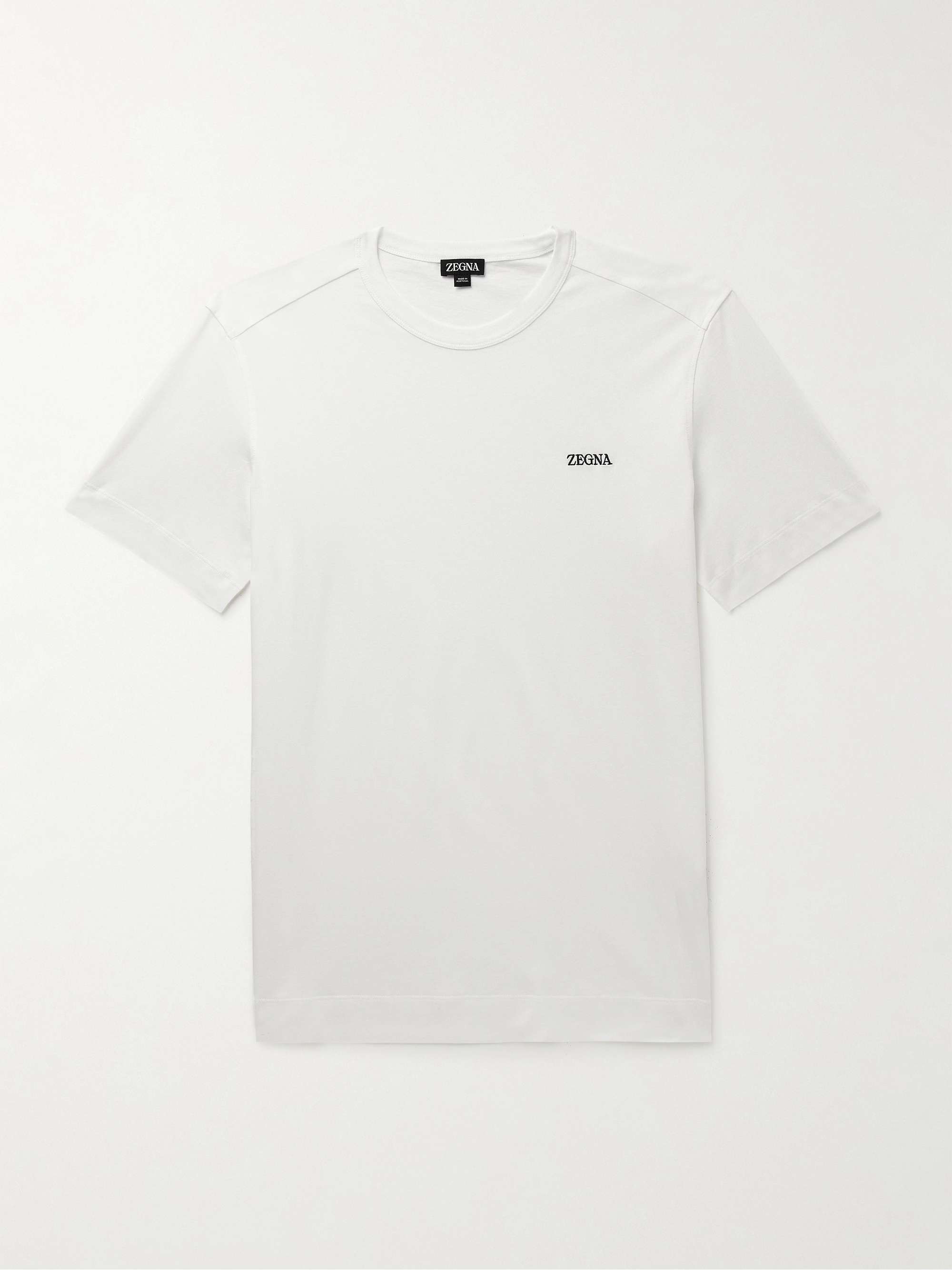 ZEGNA Slim-Fit Logo-Embroidered Cotton-Jersey T-Shirt for Men | MR PORTER