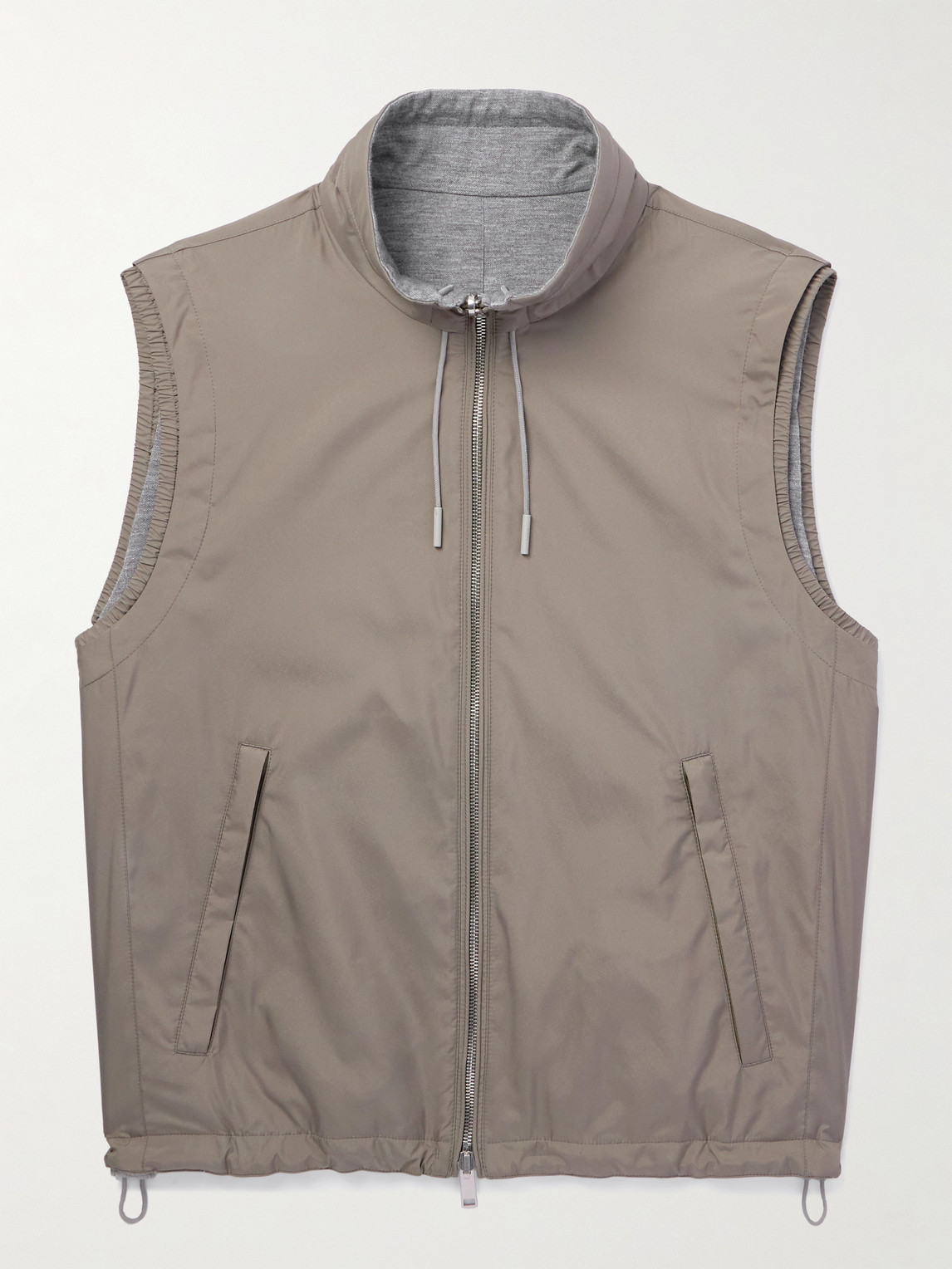 Zegna Reversible Shell And Cashmere, Cotton And Silk-blend Gilet In Brown