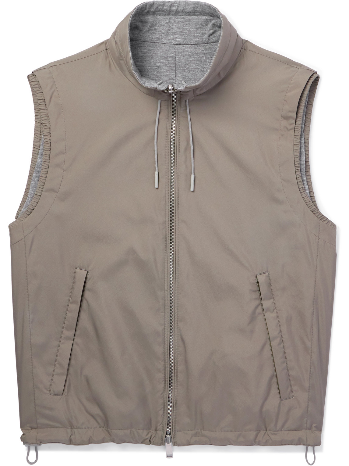 Zegna Reversible Shell And Cashmere, Cotton And Silk-blend Gilet In Brown