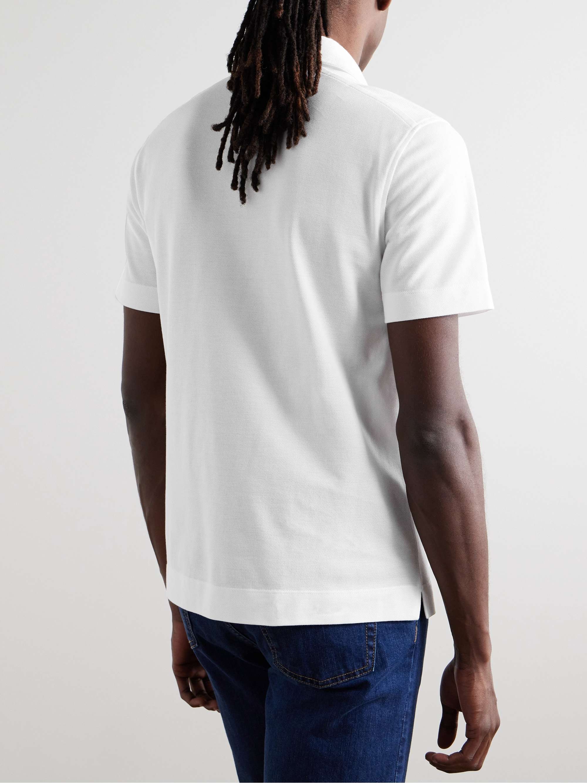 ZEGNA Nubuck-Trimmed Cotton-Piqué Polo Shirt for Men | MR PORTER