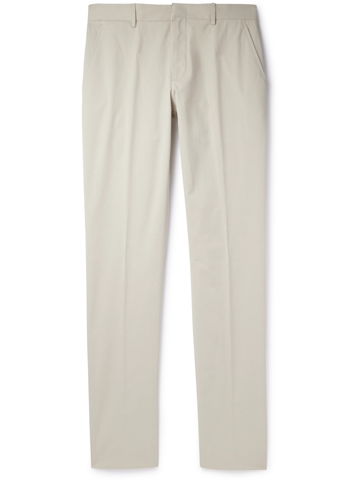 Zegna Straight-leg Stretch-cotton Twill Trousers In Neutrals