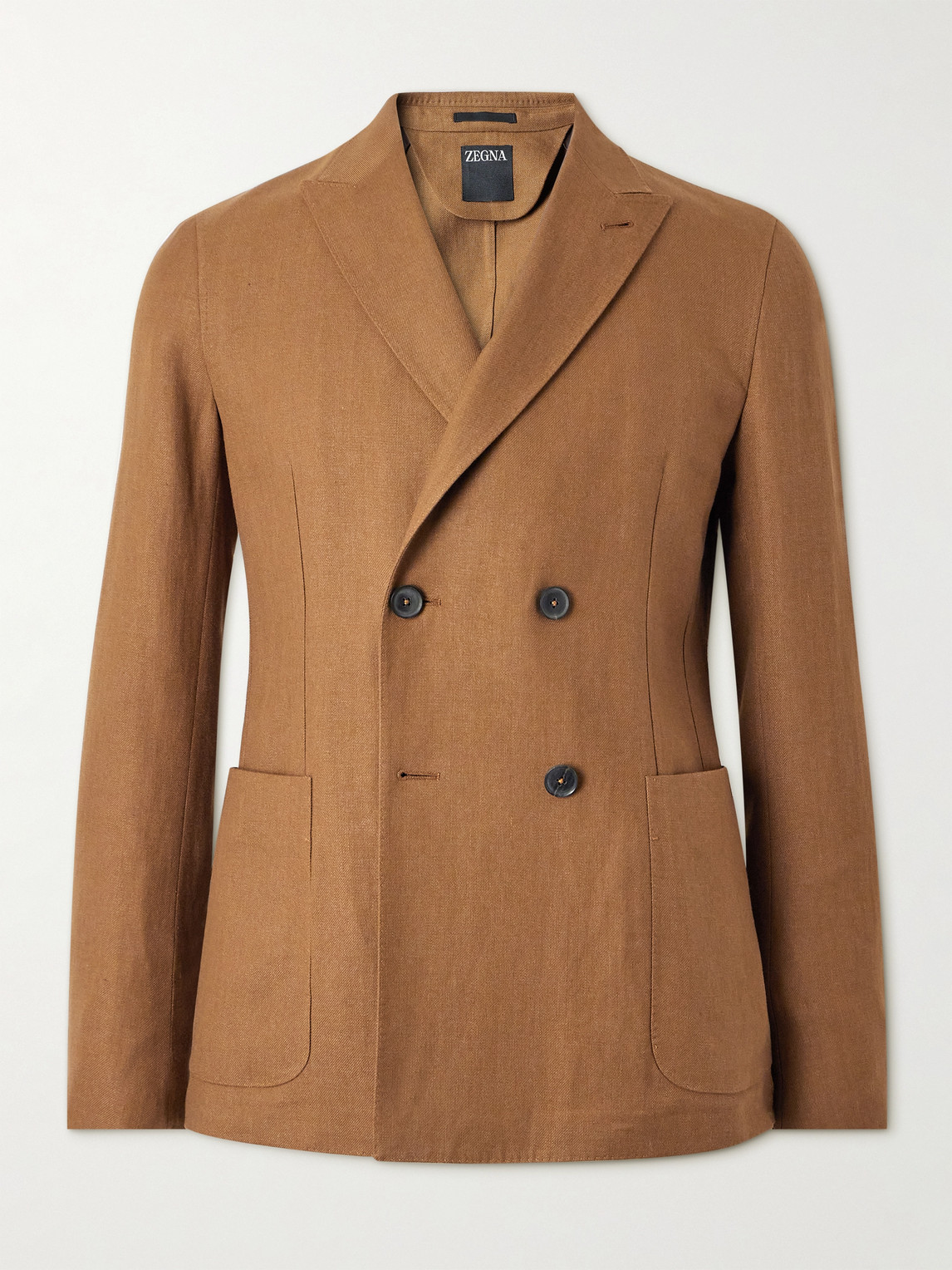 Zegna Double-Breasted Linen and Wool-Blend Suit Jacket - Men