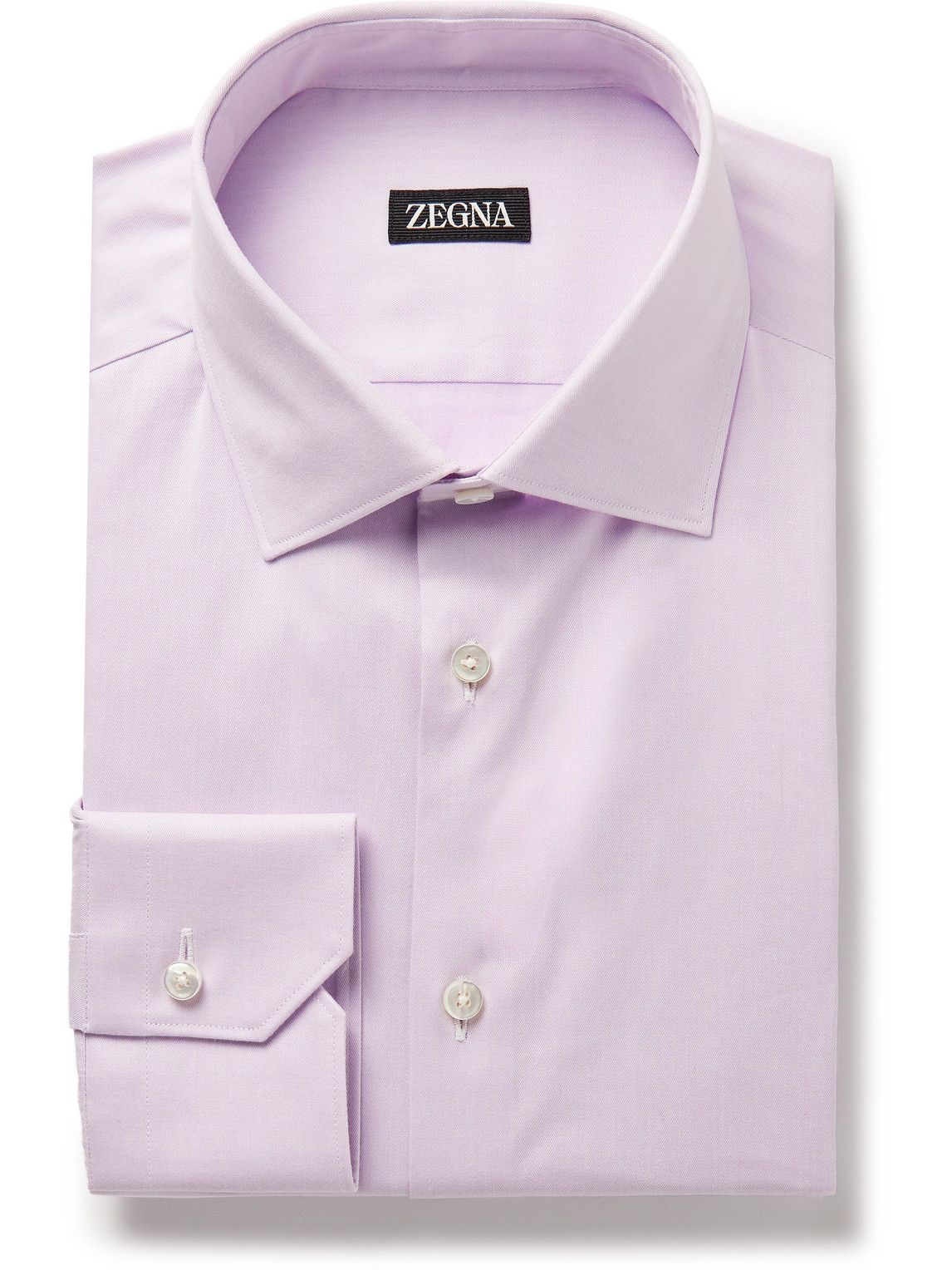 Zegna Cotton-blend Twill Shirt In Purple