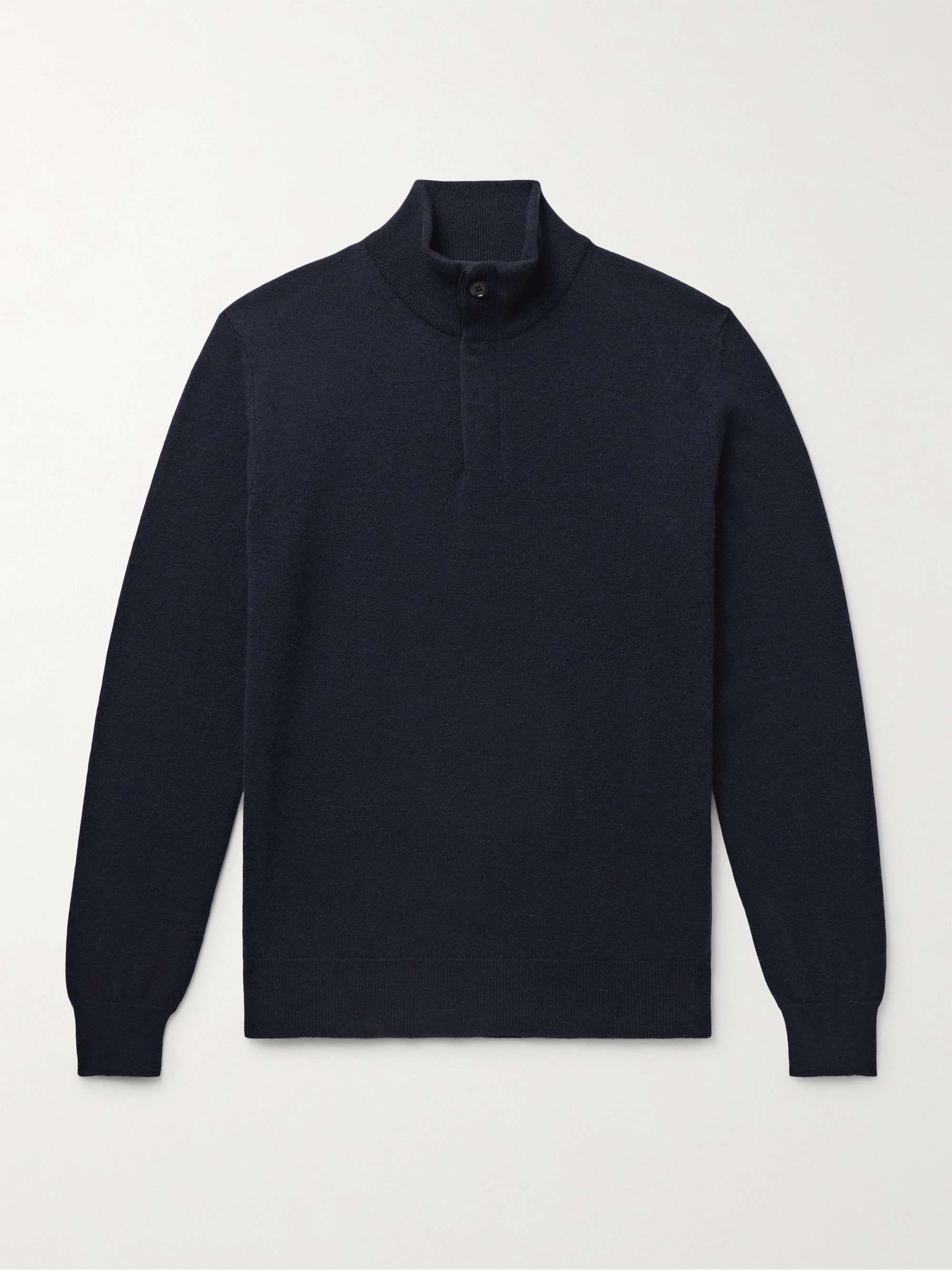 ZEGNA Oasi Nubuck-Trimmed Cashmere Half-Zip Sweater for Men
