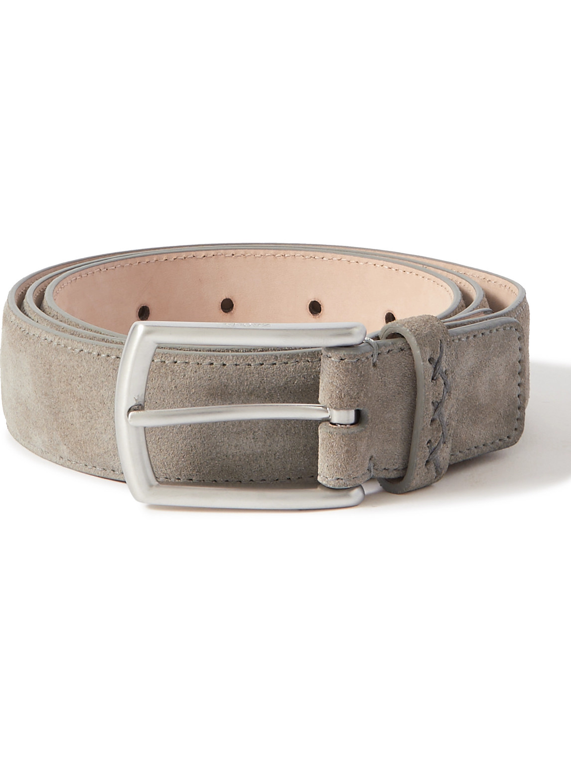 Zegna 3cm Suede Belt In Grey