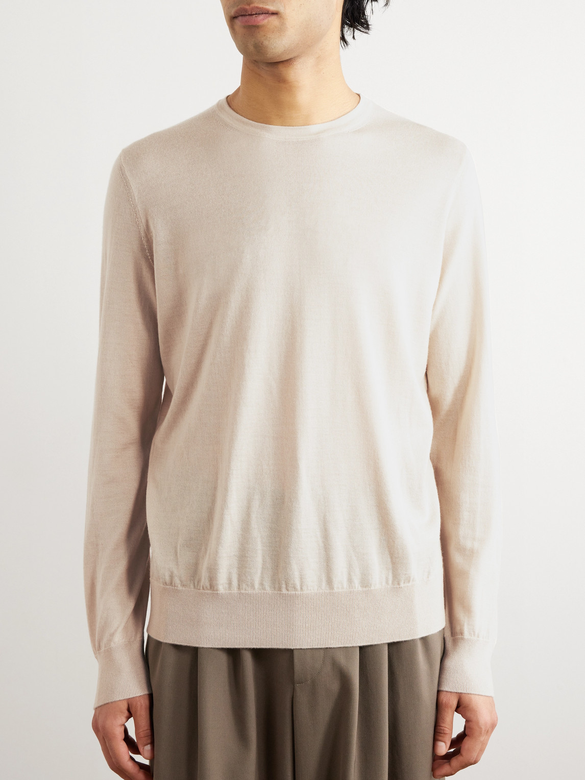 Zegna Cashmere And Silk-blend Sweater In Neutrals