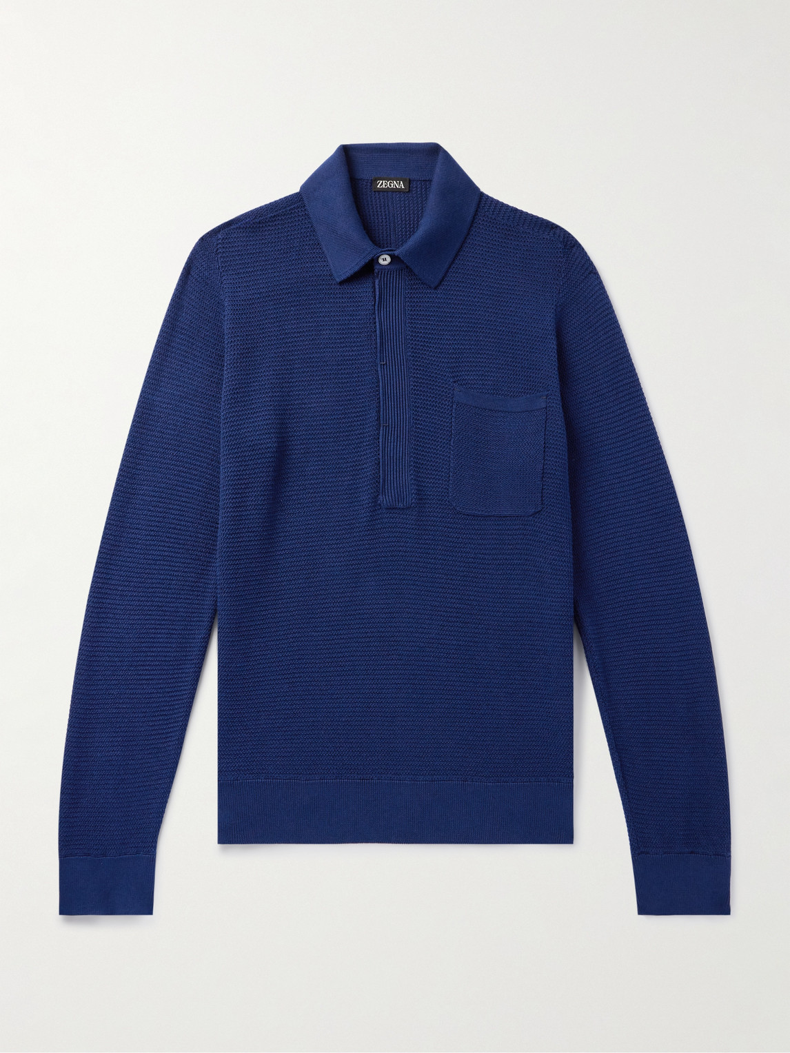 Zegna Textured Cotton and Mulberry Silk-Blend Polo Shirt - Men