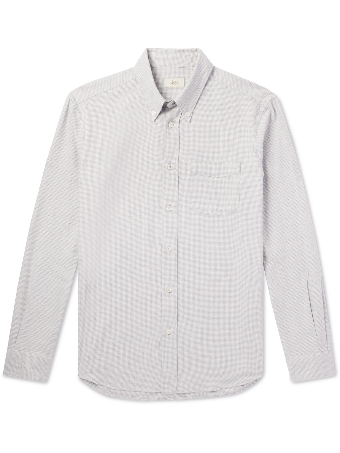 Altea Ivy Button-down Collar Houndstooth Cotton-flannel Shirt In Gray