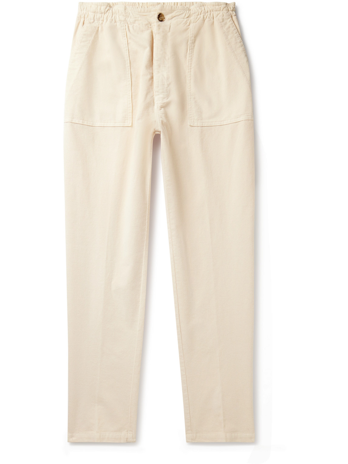 Altea Fatigue Tapered Garment-dyed Stretch-cotton Corduroy Drawstring Trousers In Neutrals