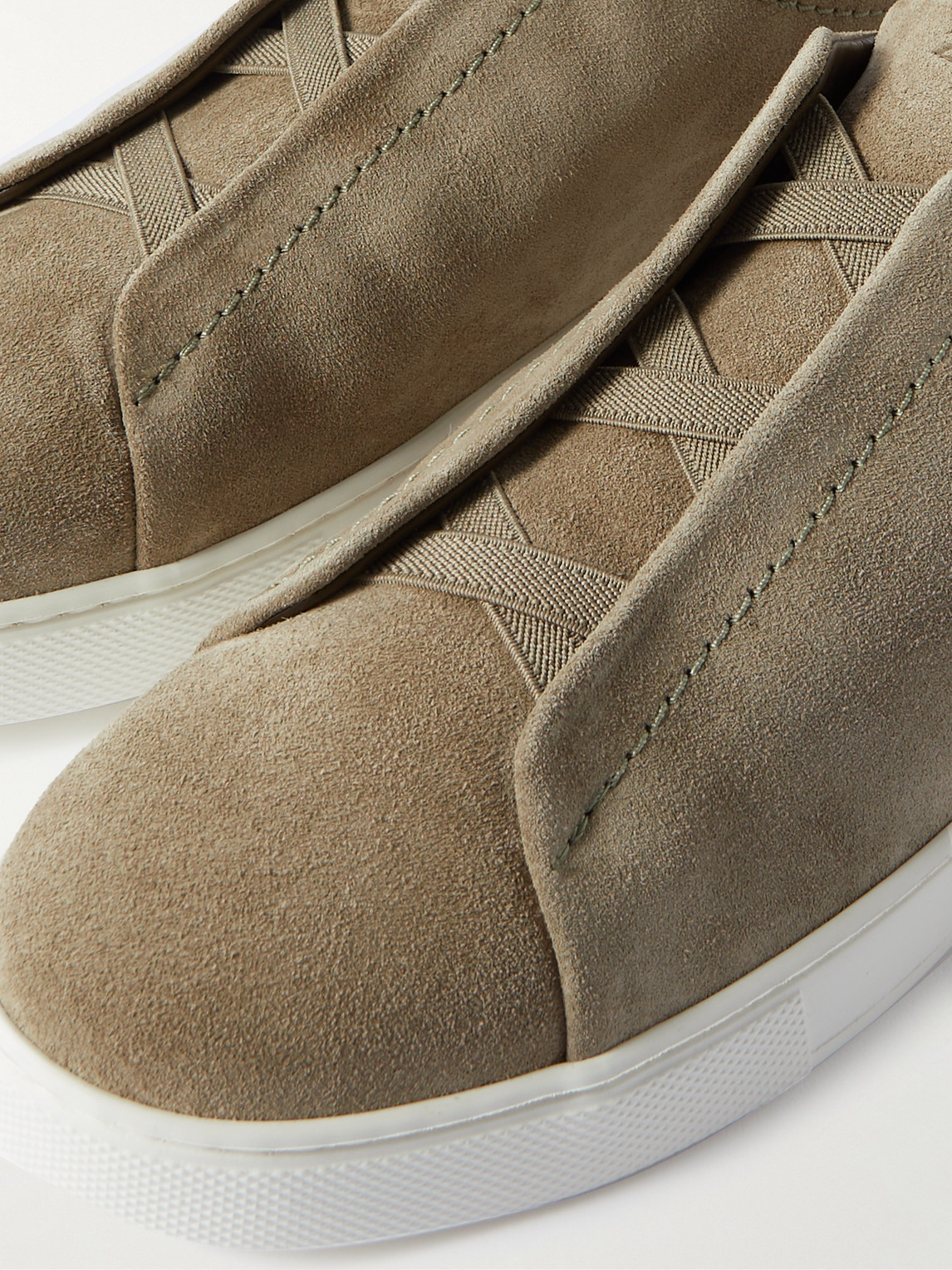 Shop Zegna Triple Stitch™ Suede Slip-on Sneakers In Brown