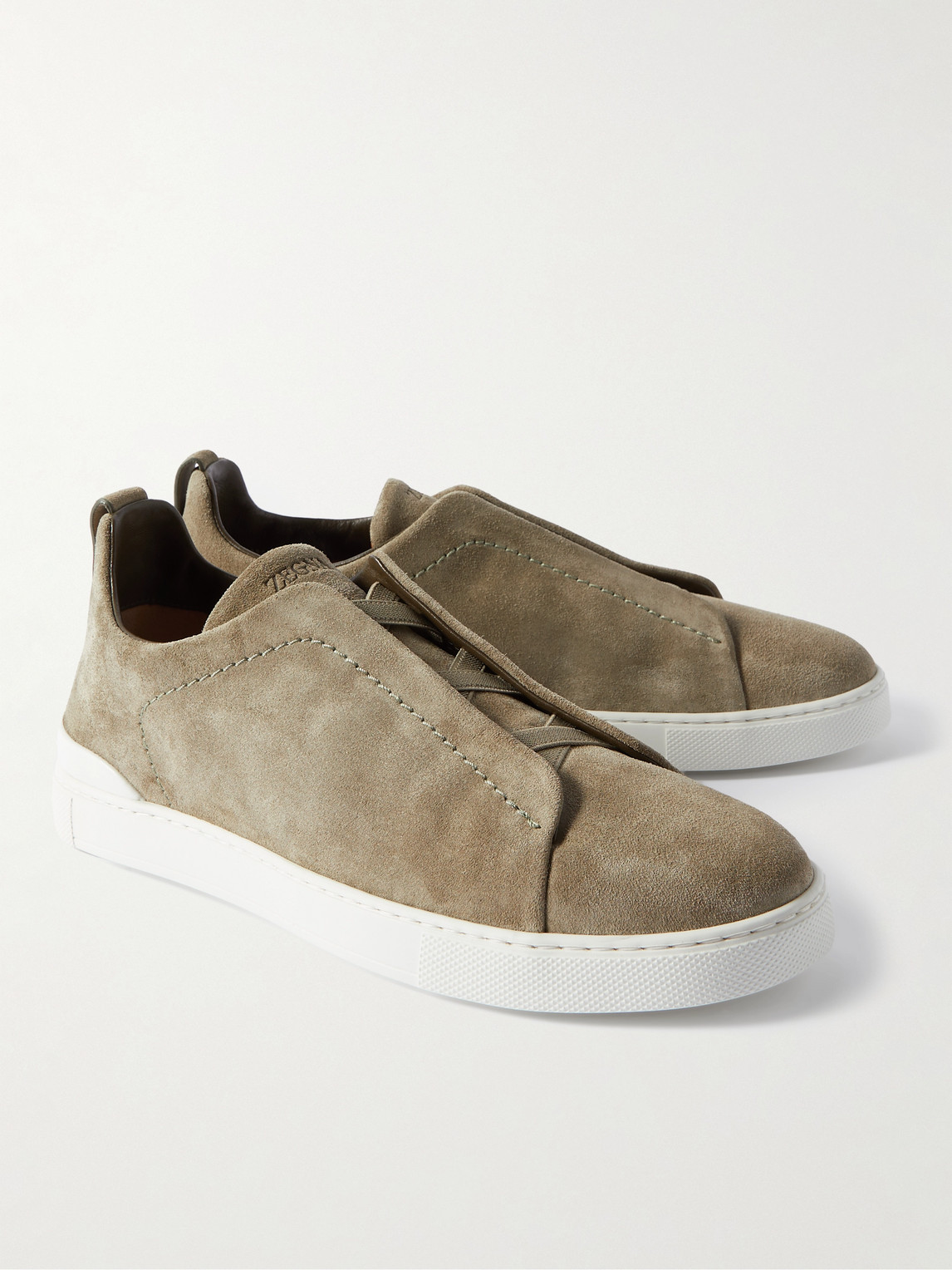 Shop Zegna Triple Stitch™ Suede Slip-on Sneakers In Brown