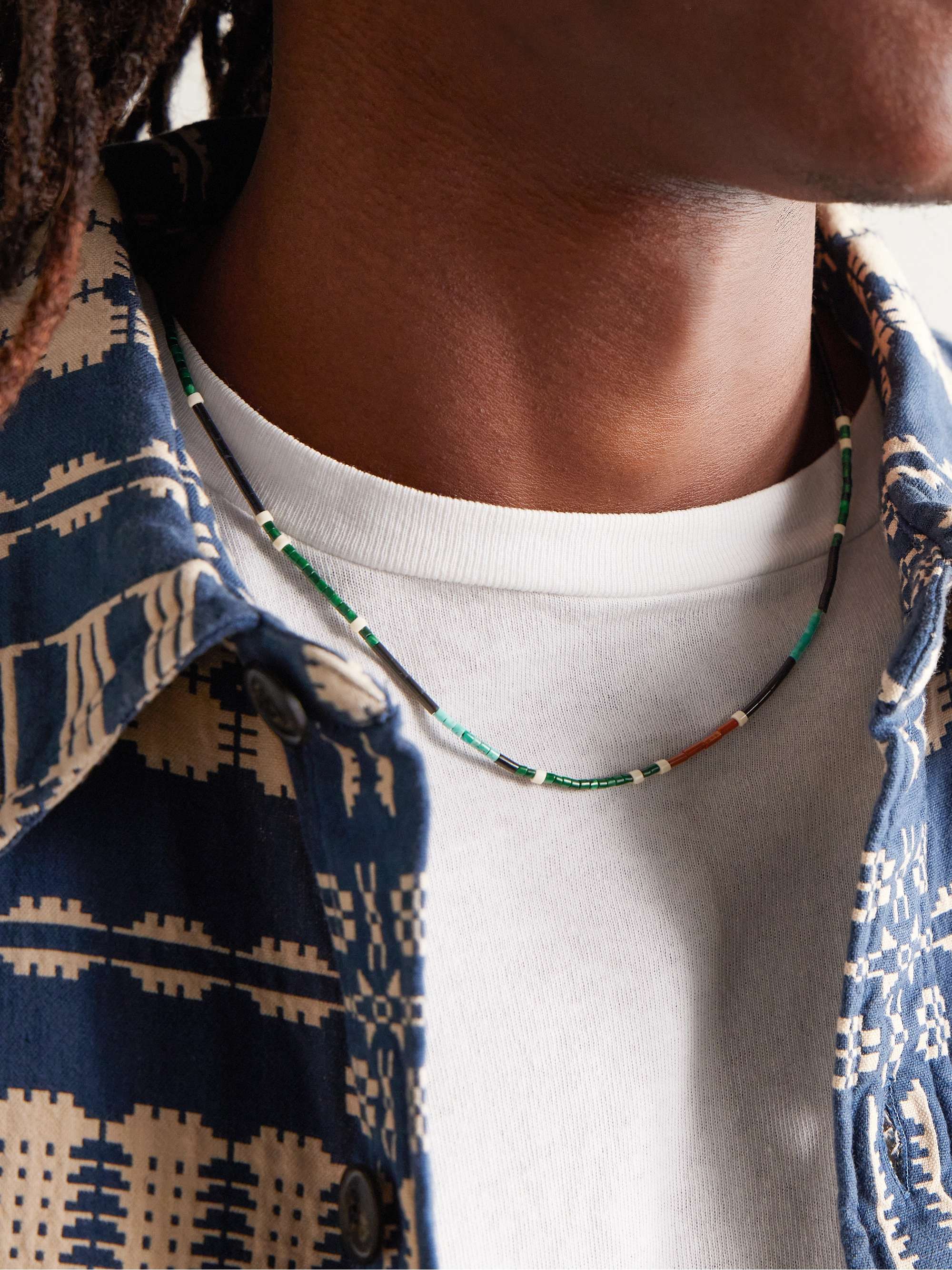MIKIA Silver Multi-Stone Beaded Necklace for Men | MR PORTER