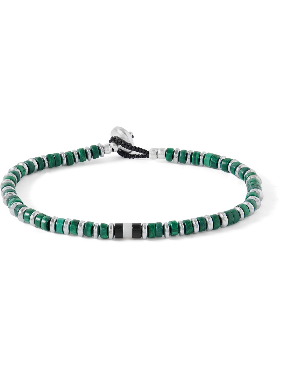 Mikia Heishi Silver Multi-stone Bracelet In Green