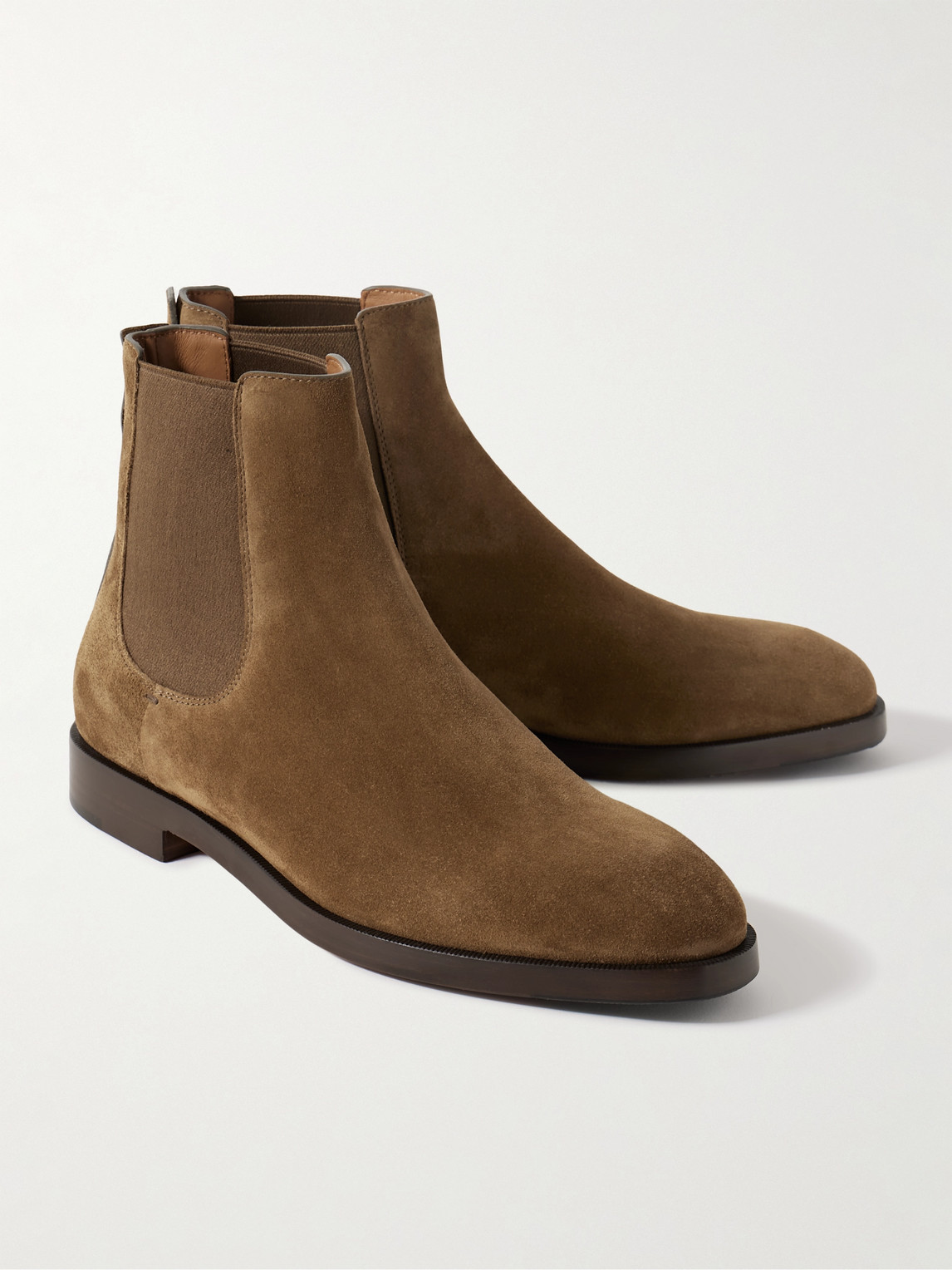 Shop Zegna Torino Suede Chelsea Boots In Brown