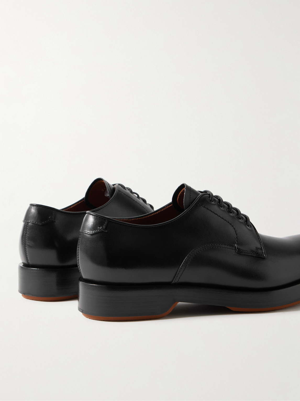 Shop Zegna Udine Leather Derby Shoes In Black