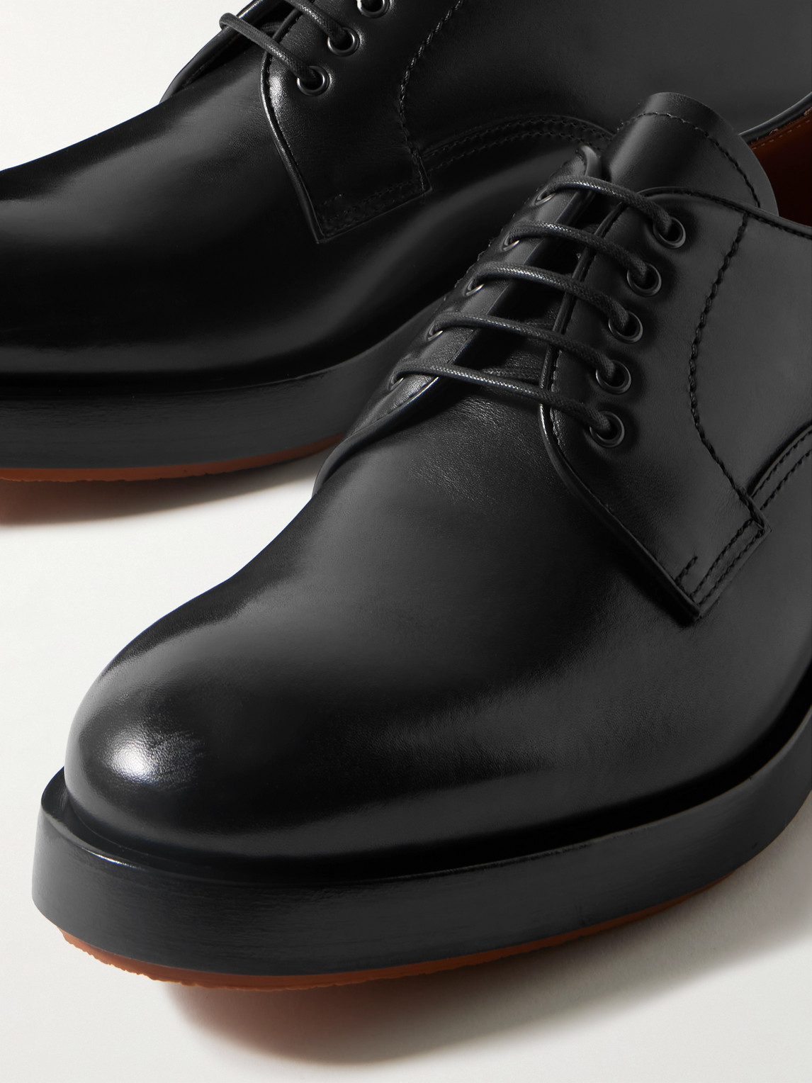 Shop Zegna Udine Leather Derby Shoes In Black