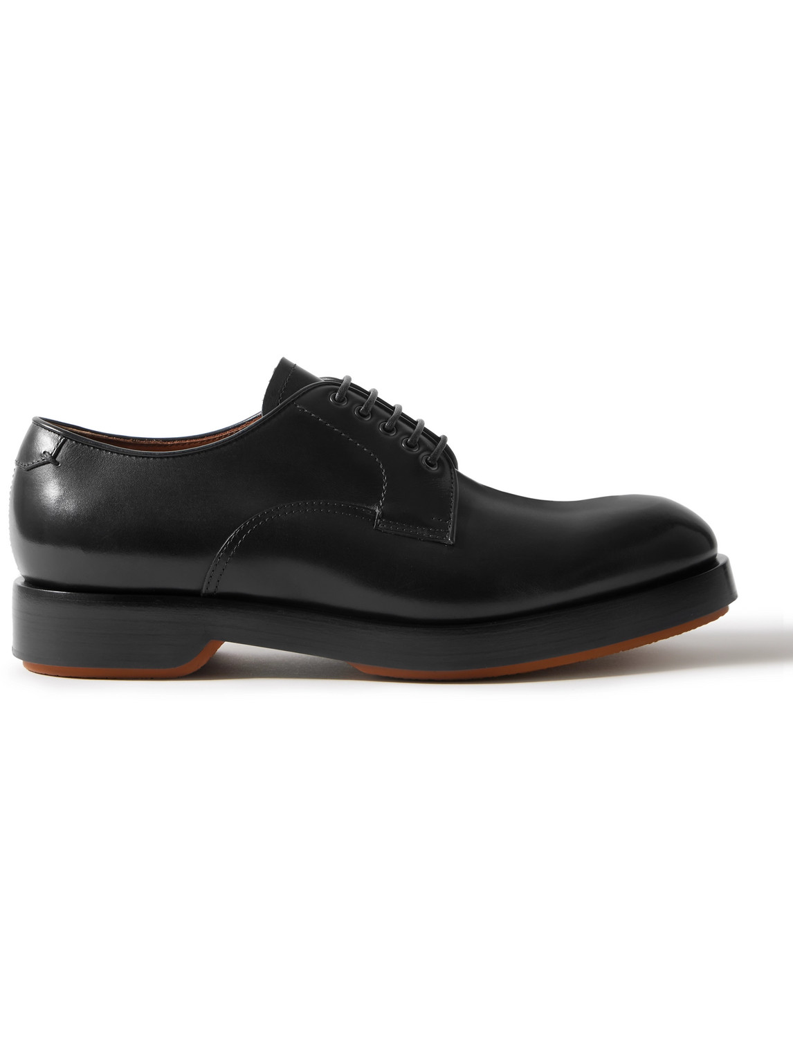 Shop Zegna Udine Leather Derby Shoes In Black