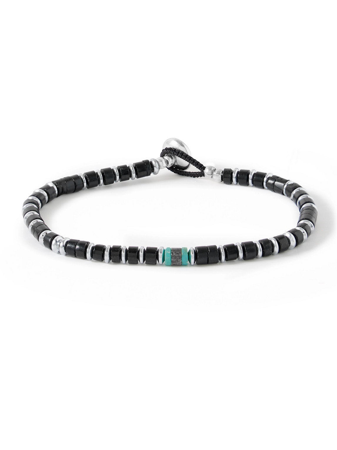 Mikia Heishi Silver Multi-stone Bracelet In Black